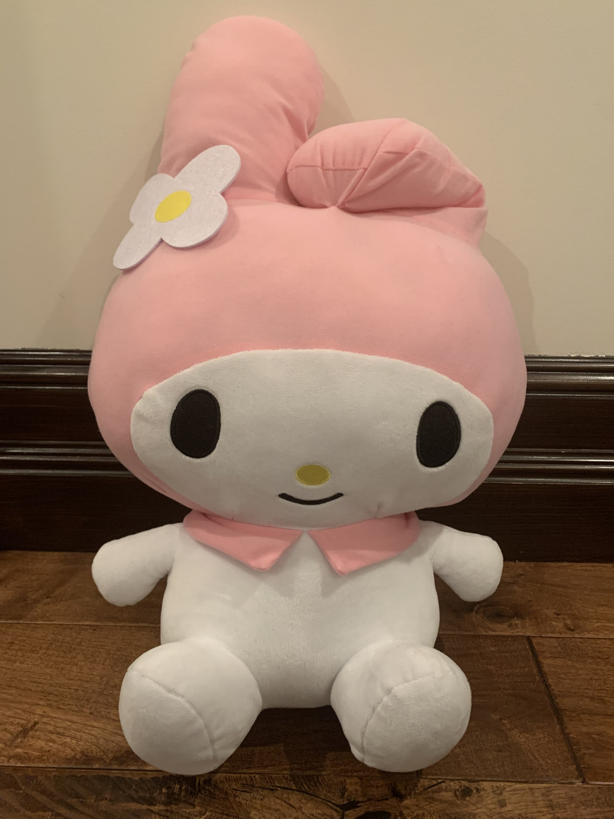 My Melody furyu BIG/Large plush, 22in, pastel pink, flower accessory
