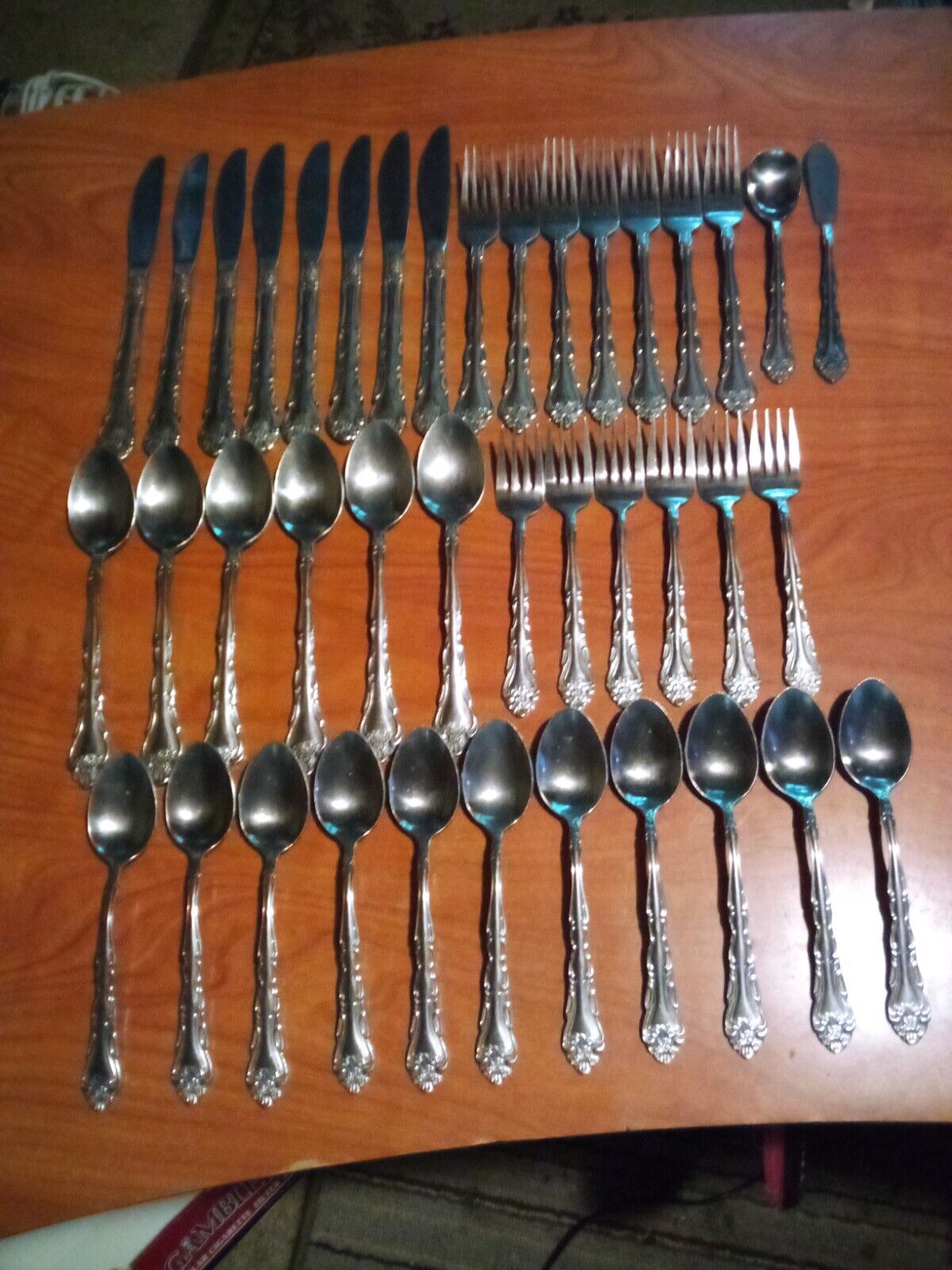 ABIGAIL International Stainless Flatware 40pc. Service for 6 plus Extras. Taiwan