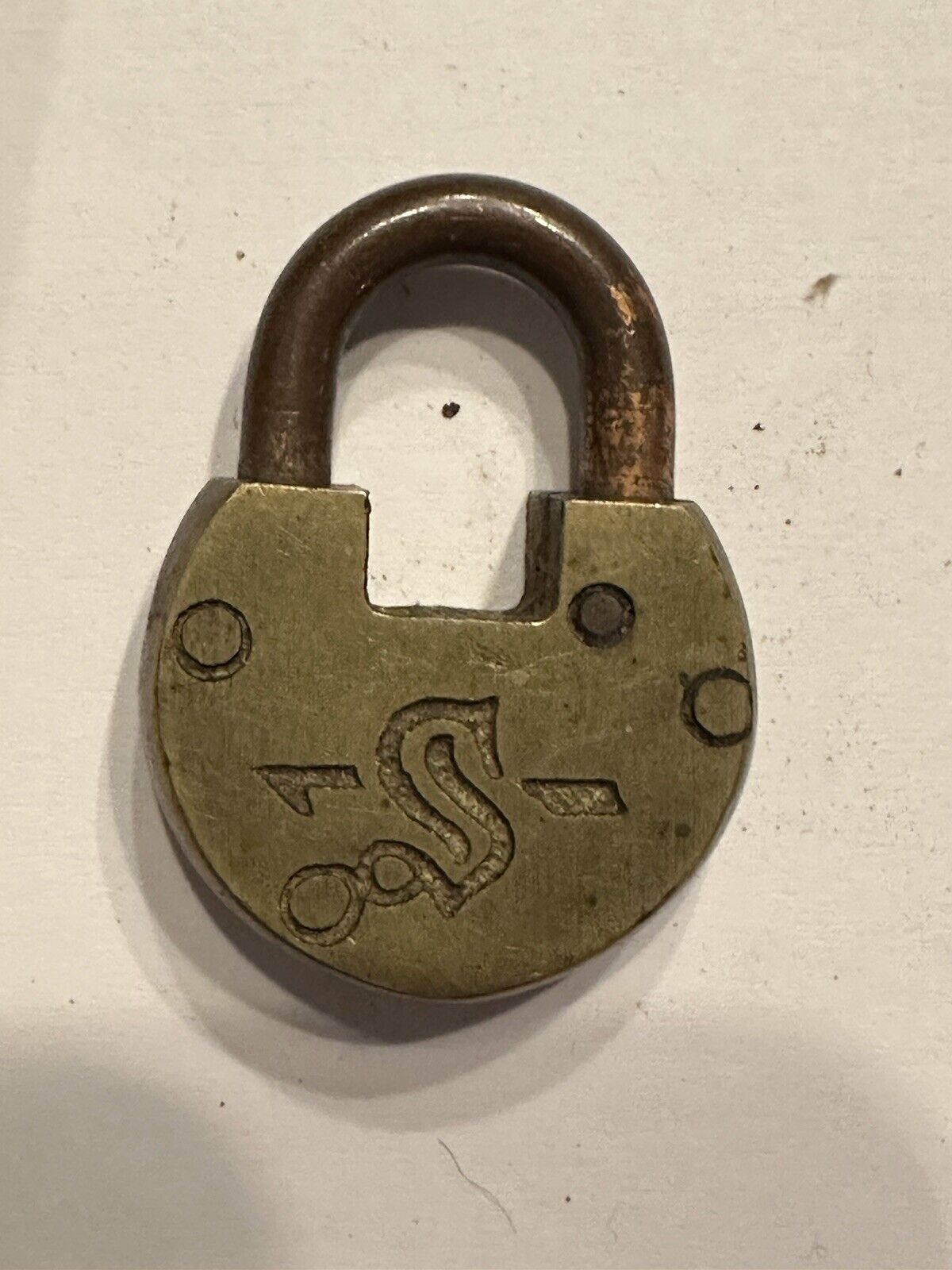 Antique Brass Slaymaker S Logo Padlock No Key