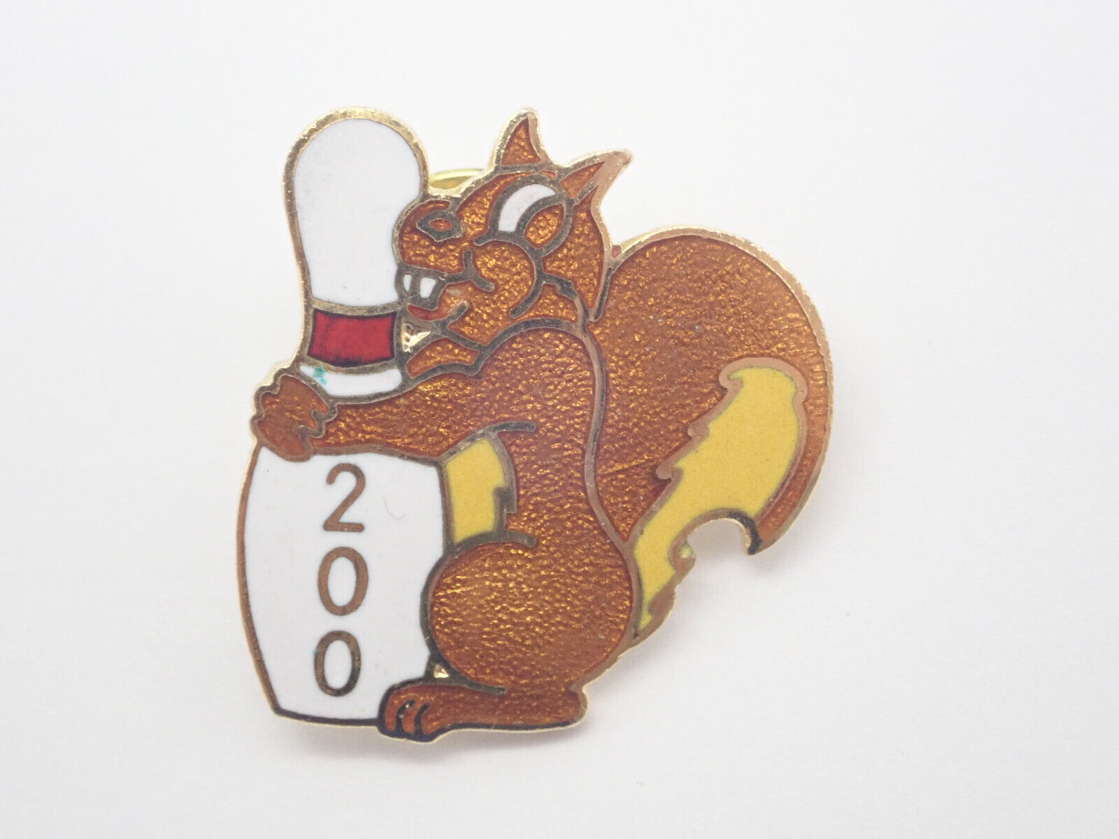 Squirrel with Bowling Pin 200 Vintage Lapel Pin