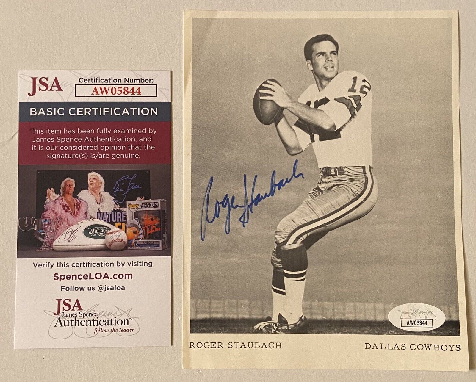 Roger Staubach HOF Signed Dallas Cowboys Photo AUTO Autograph JSA COA