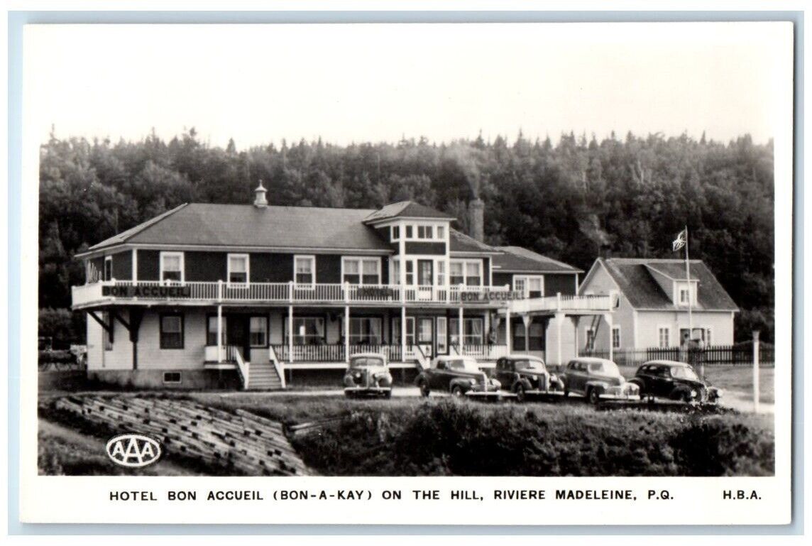 1954 AAA Hotel Bon Accueil Riviere Madeleine Quebec Canada RPPC Photo Postcard