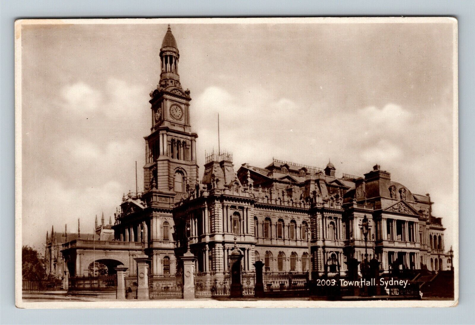 RPPC Sydney New South Wales Australia, Town Hall, Vintage Postcard