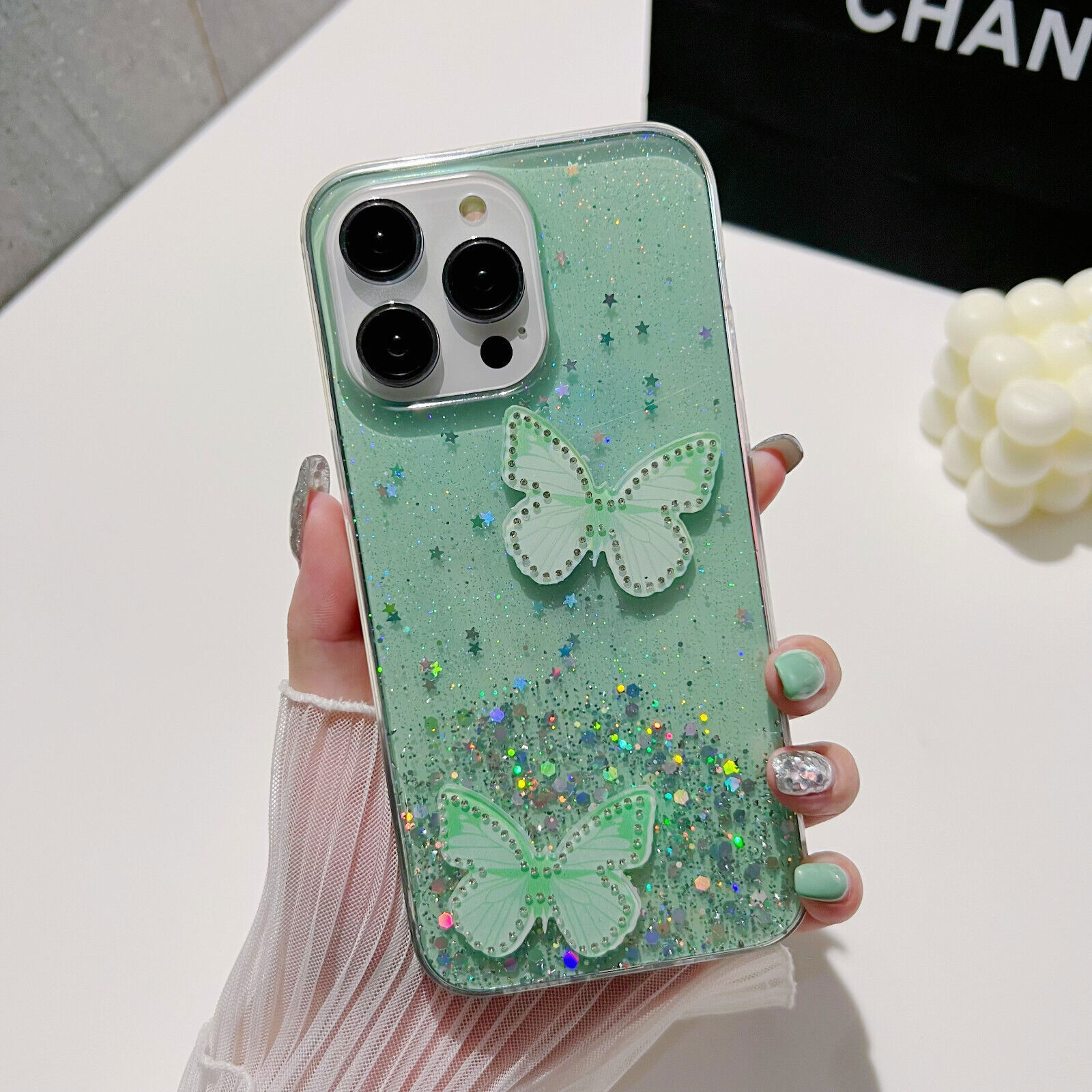 Glitter Foiled Butterfly Phone Case For OPPO Find X5 Reno 9 A57 Realme 9