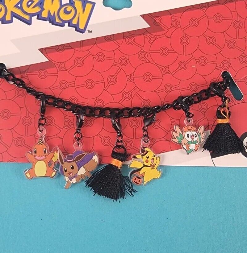 Bioworld Pokemon Halloween Charm Bracelet Jewelry Costume Eevee Pikachu New