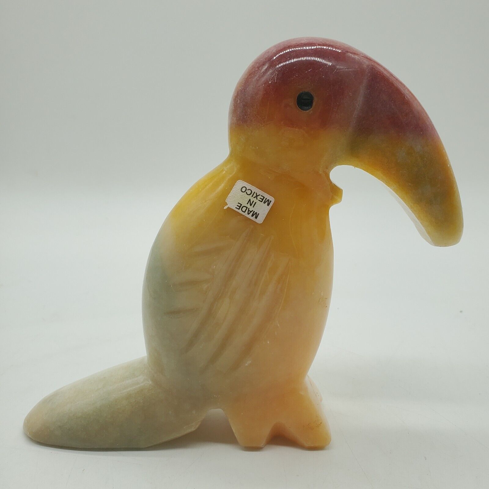 VTG Onyx Toucan Bird Figurine Tropical Red Yellow Blue Carved Stone 5