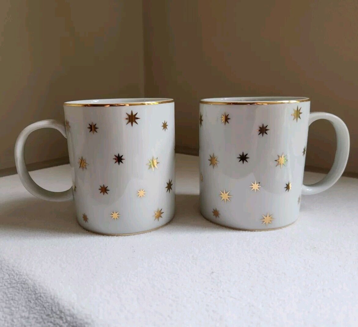 Vtg Lillian Vernon Gold Star Gilding Coffee Mug Set of 2 (5 sets available)