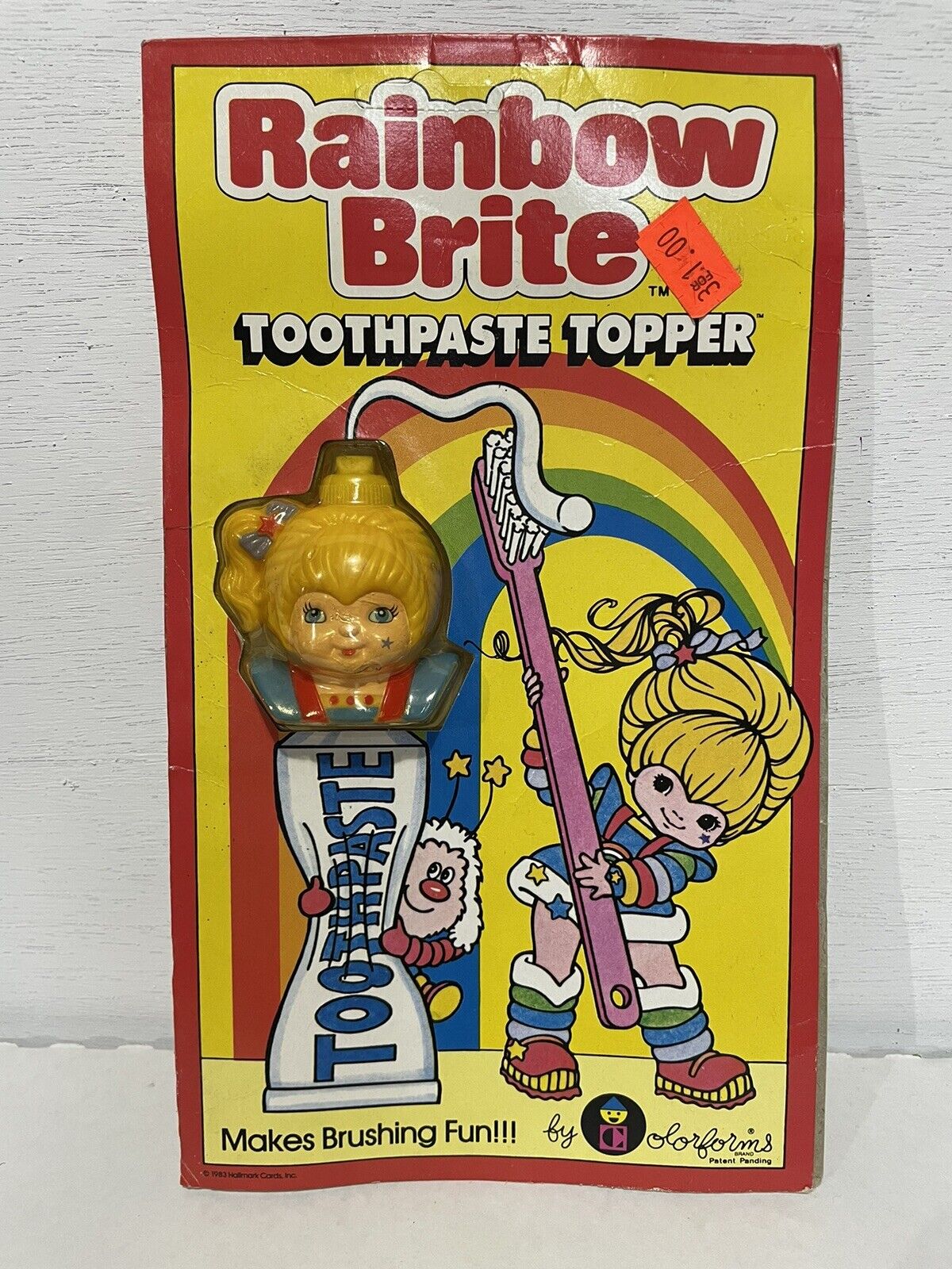 VINTAGE 1983 RAINBOW BRITE TOOTHPASTE TOPPER BY COLORFORMS NEW SEALED