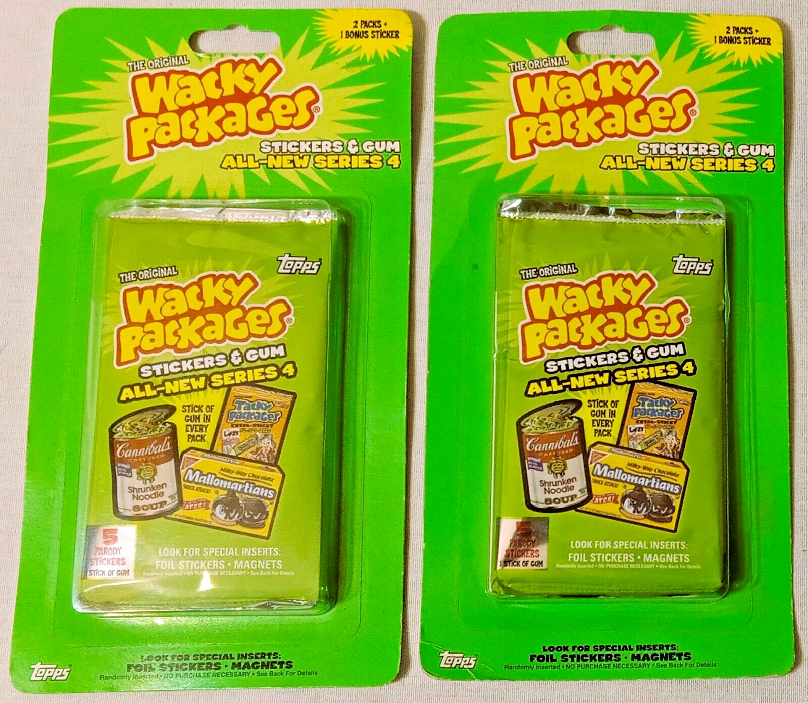 2- unopened 2006 Topps Wacky Packages All New Series 4 Blister Packs