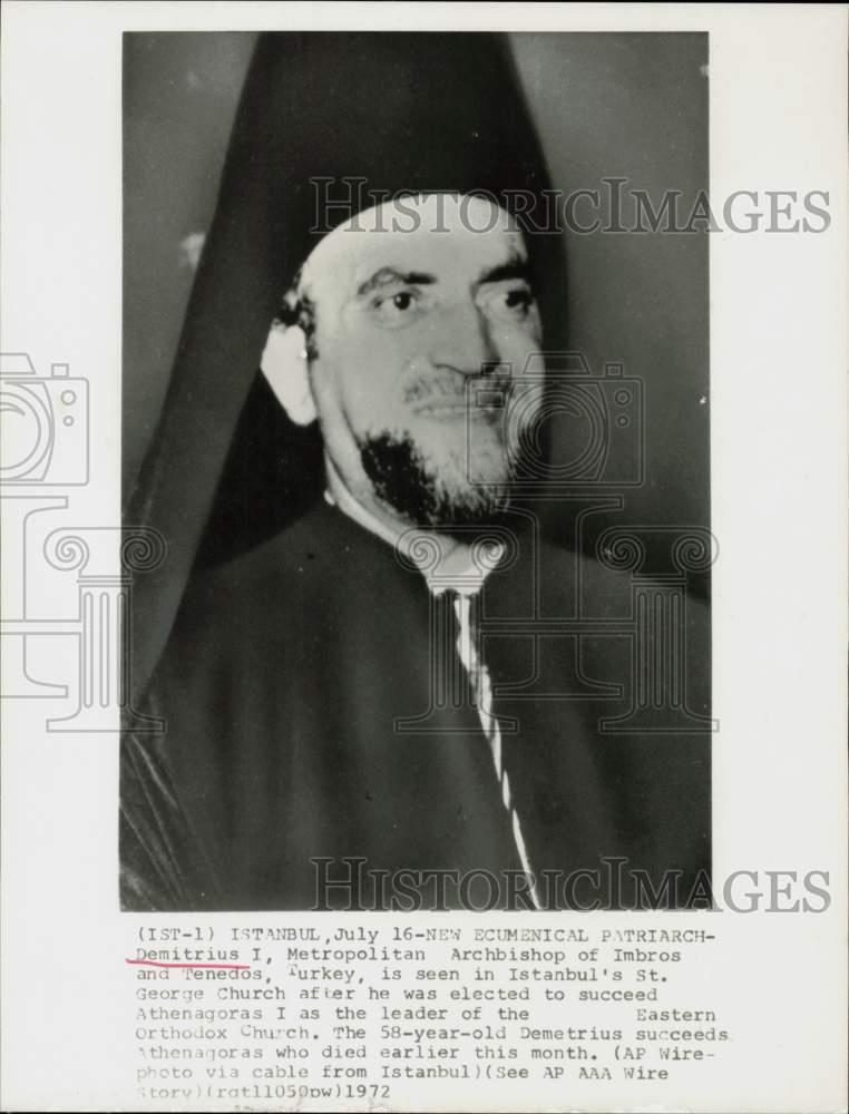 1972 Press Photo Metropolitan Archbishop Demitrius I of Imbros & Tenedos, Turkey