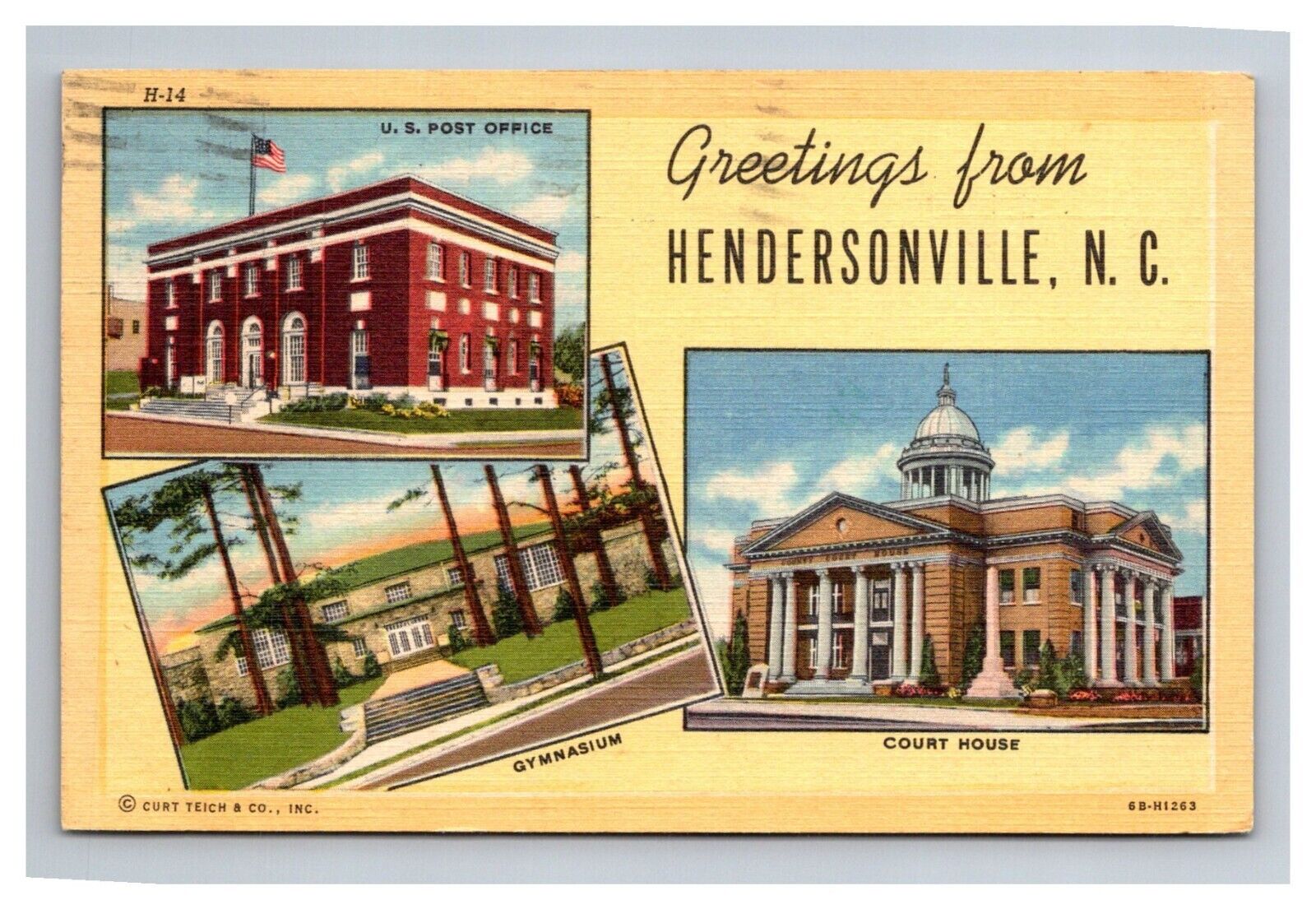 Postcard Hendersonville North Carolina Greetings Town Views