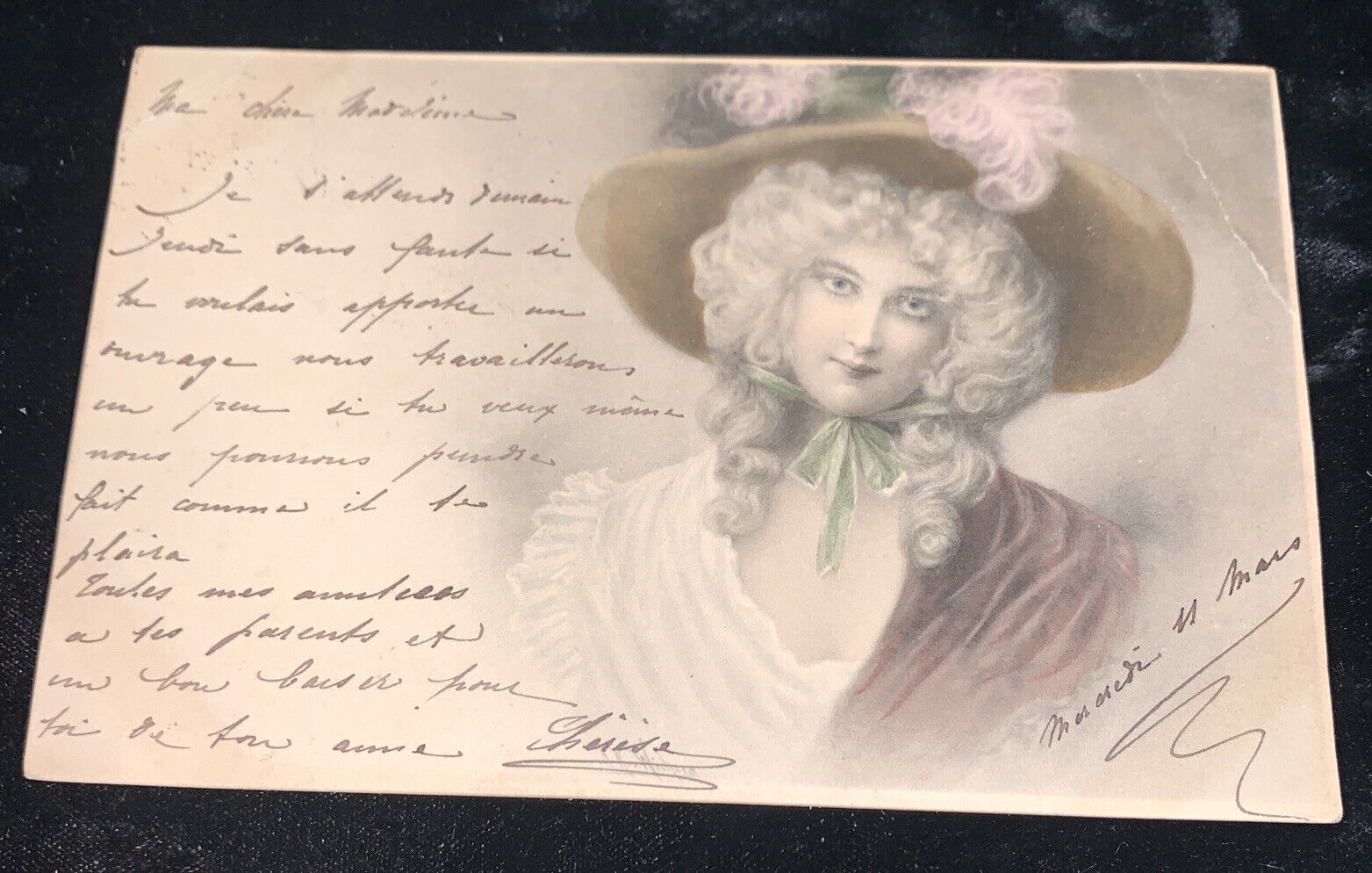 1903 Pretty Lady With Hat Illustrated Postcard