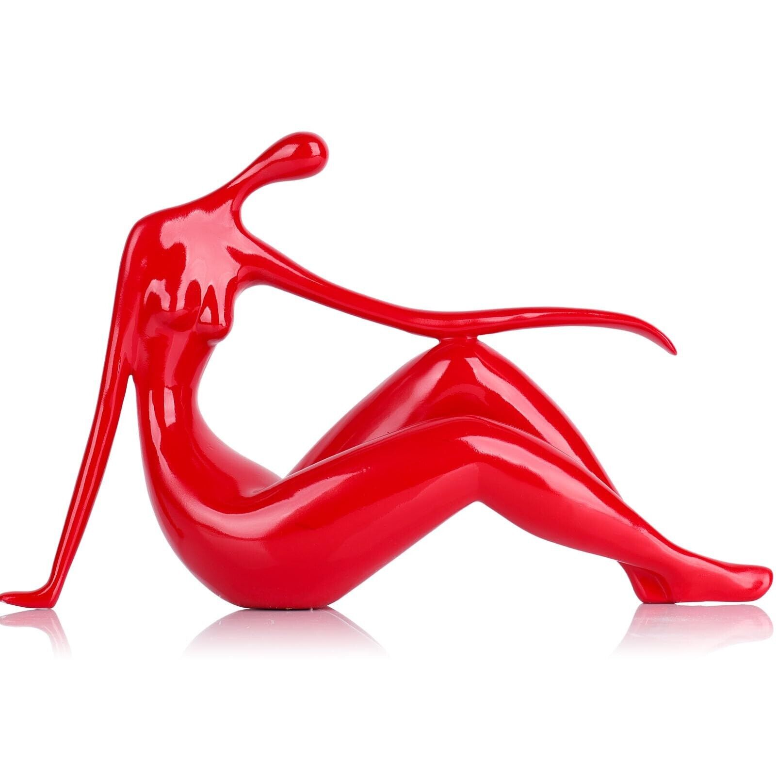 Red Lady Statue Figurine,Abstract Art Woman Sculpture Decor,Yoga Figurines an...
