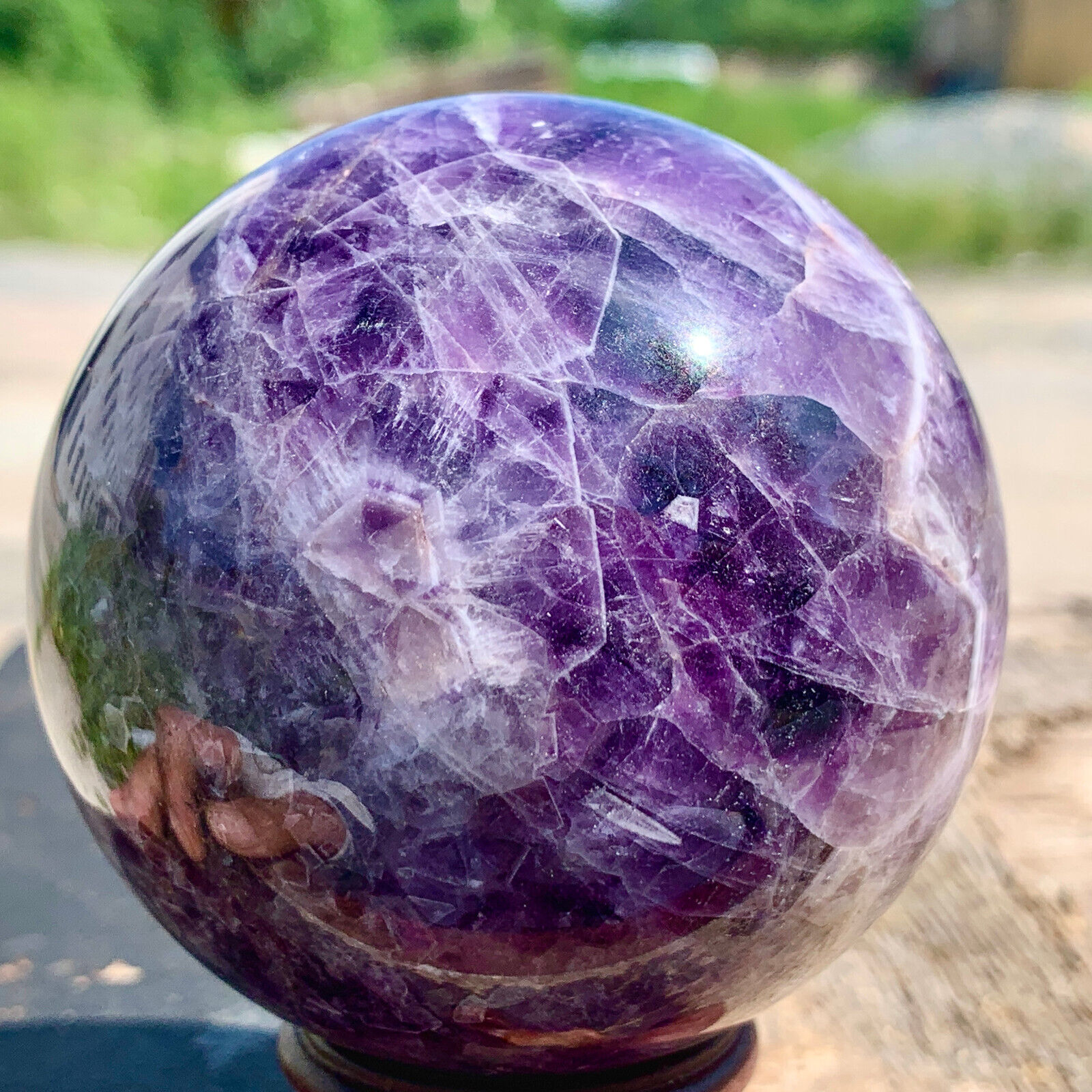1.17LB Natural Dream Amethyst Quartz Crystal Sphere Ball Healing