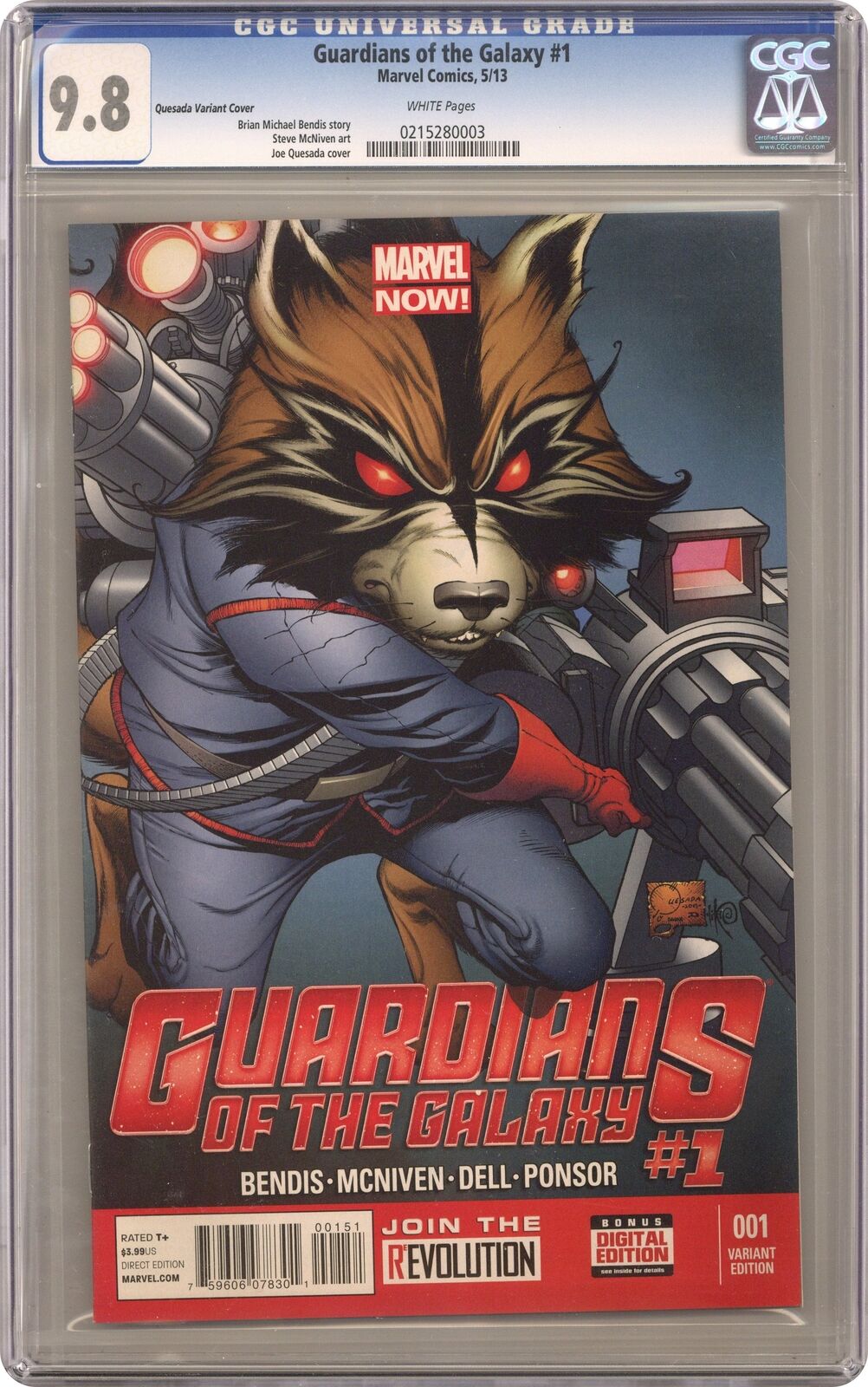 Guardians of the Galaxy 1E Quesada 1:100 Variant CGC 9.8 2013 0215280003