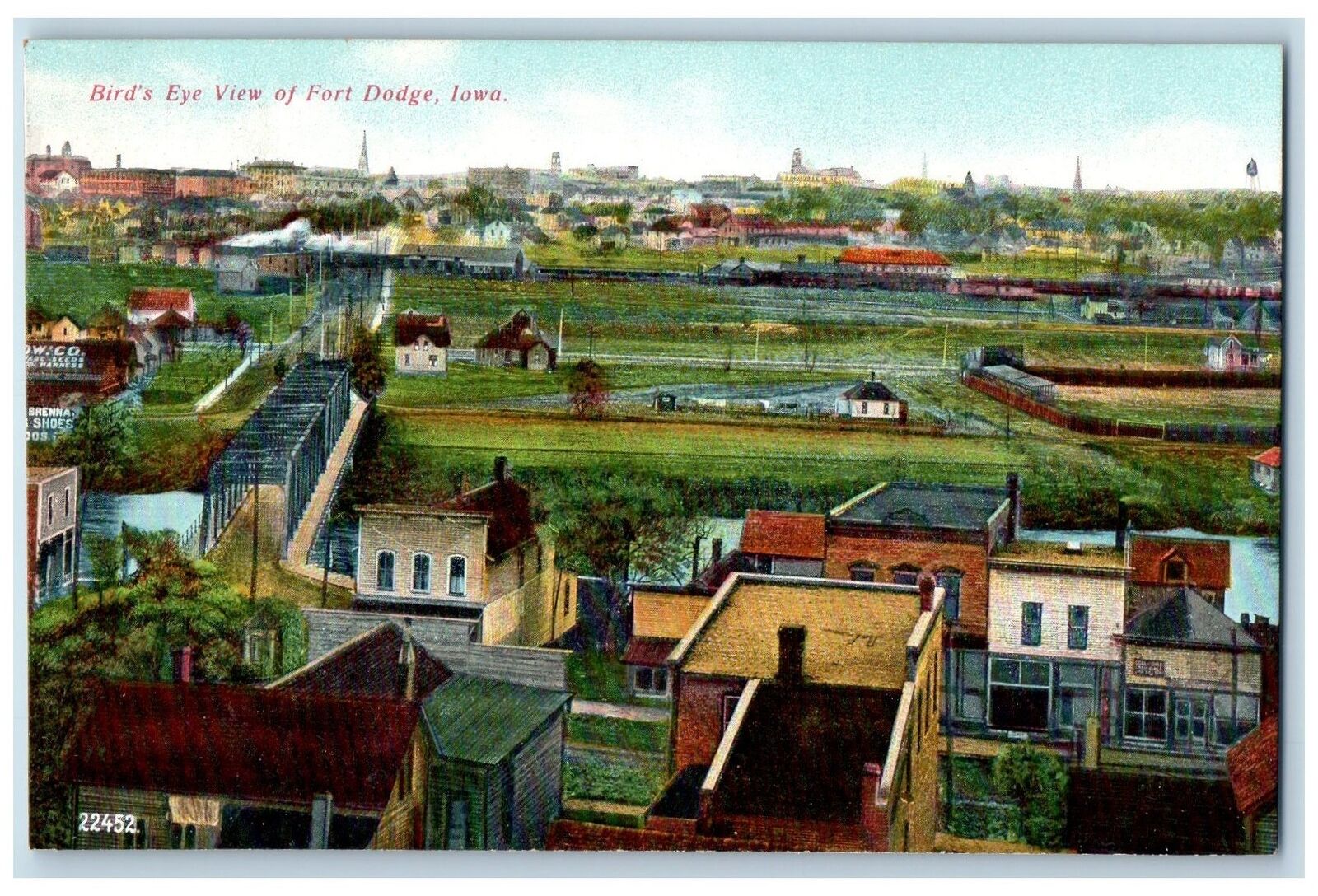c1910's Bird's Eye View Of Fort Dodge Iowa IA Antique Unposted Postcard