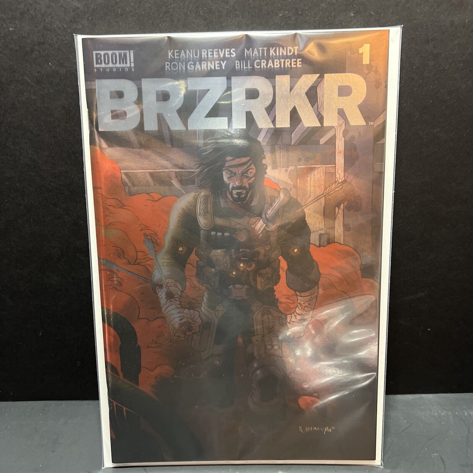 BRZRKR #1 - 1st Print - Grampa Foil Trade - Keanu Reeves