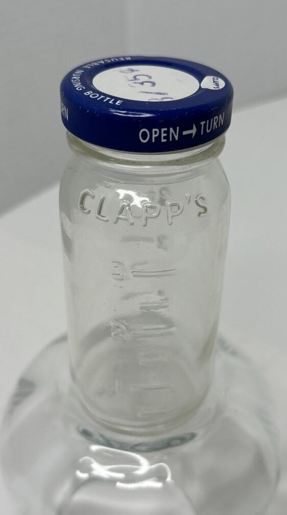 Vintage Clapp's Reusable Nursing Glass Bottle EUC Original Price On Lid