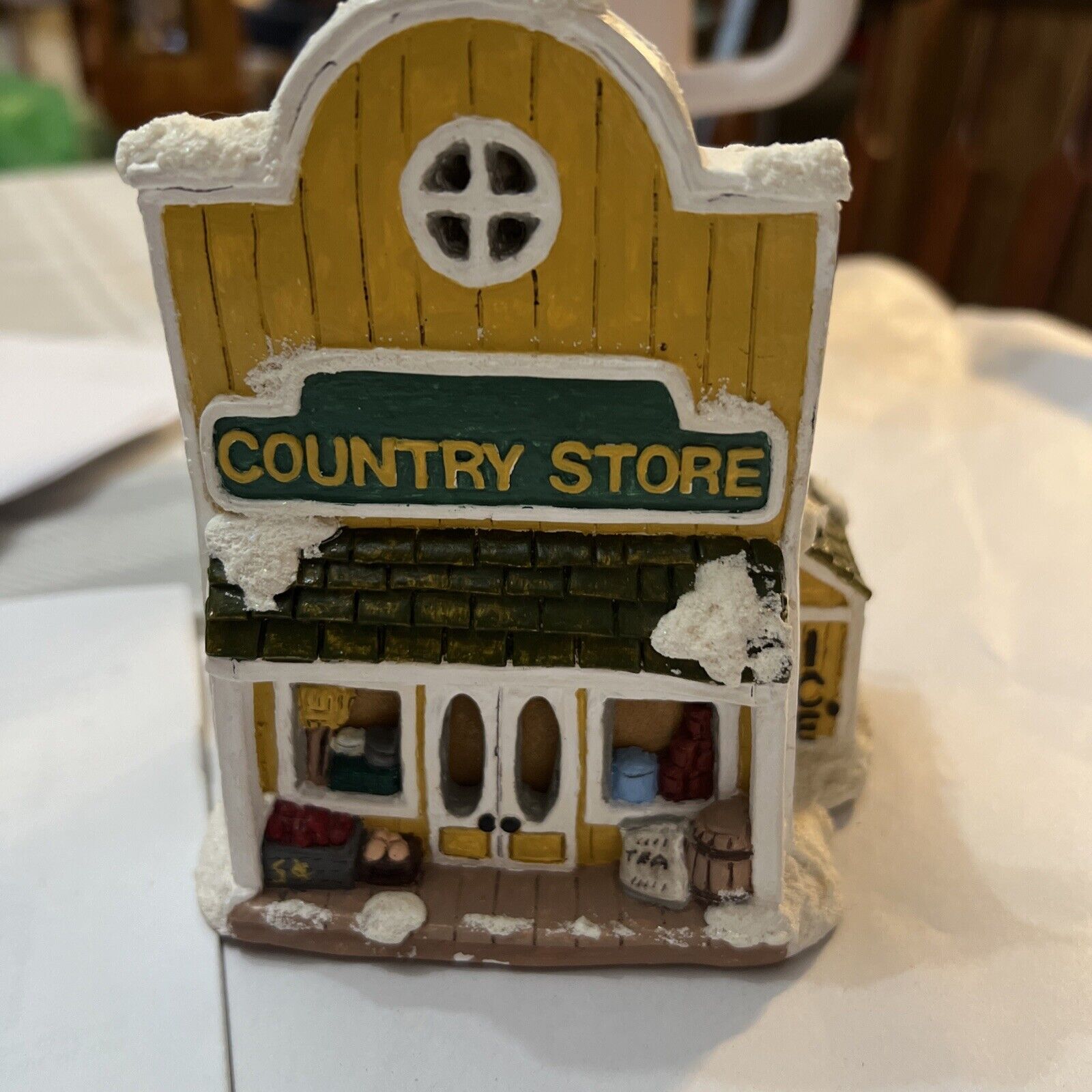 Vtg Winter Village Yellow Country Store Sparkly Light Up Ceramic House Only