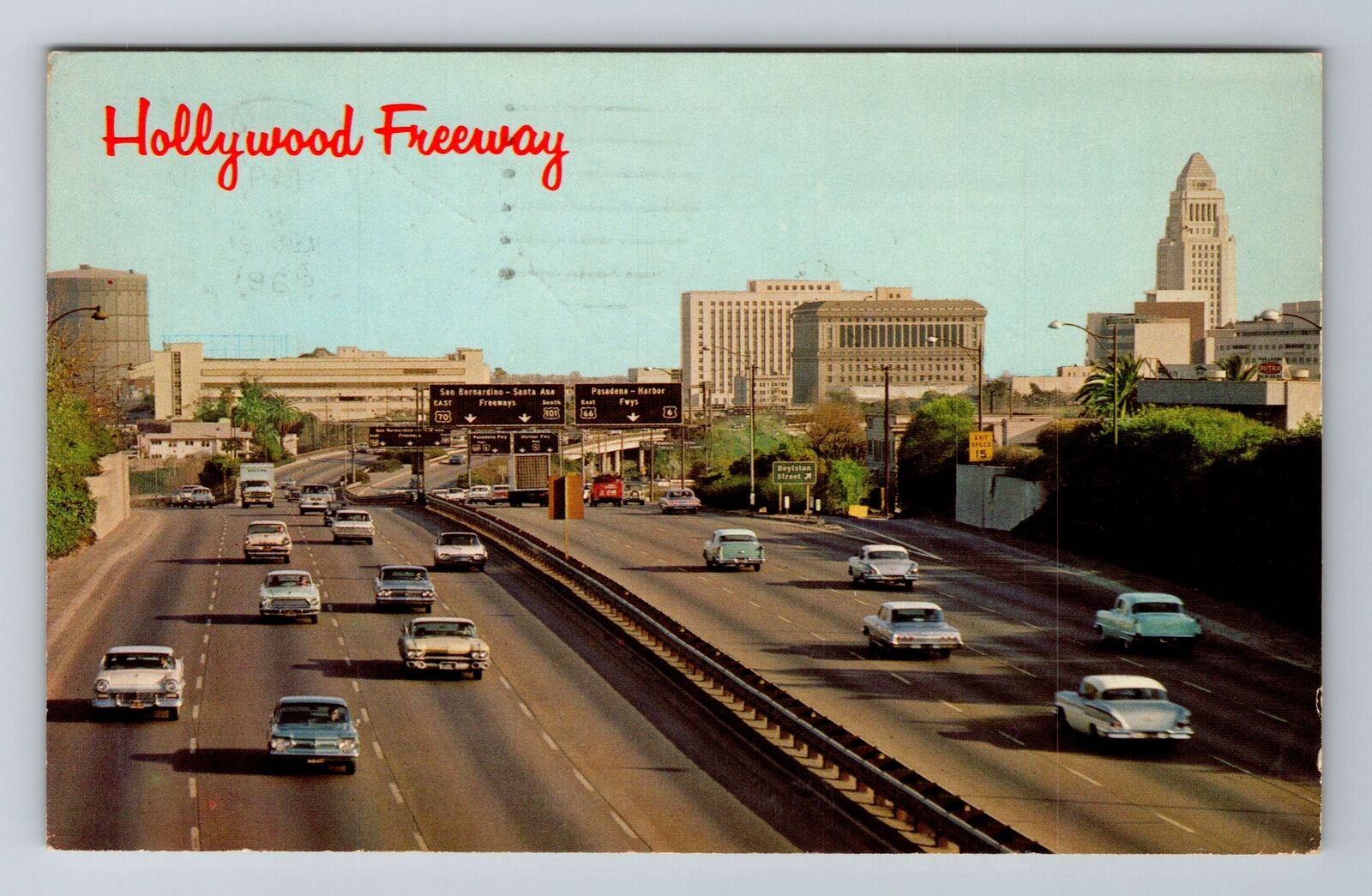 Hollywood, CA-California, Freeway, Civic Center Antique c1965 , Vintage Postcard