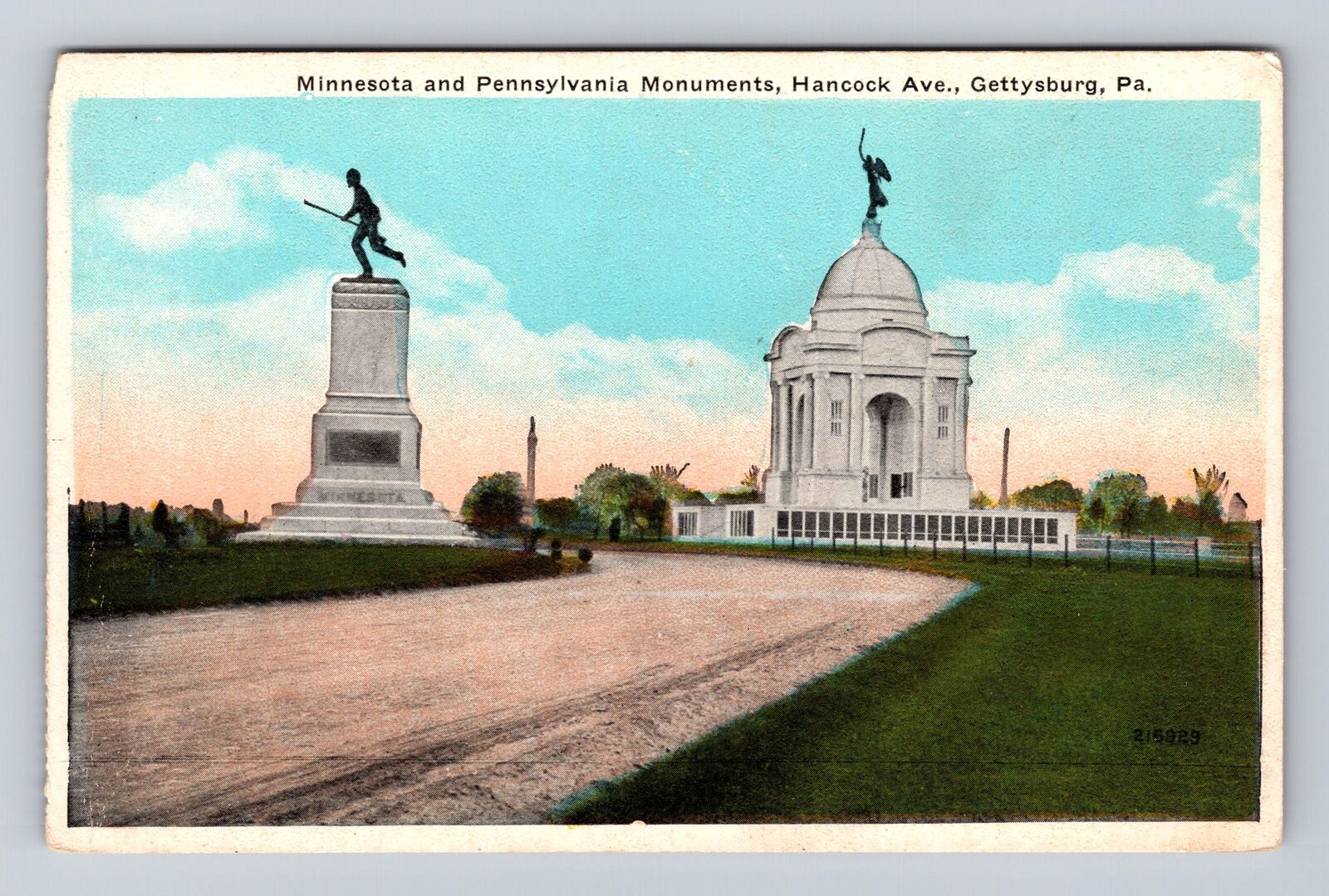 Gettysburg PA- Pennsylvania, Minnesota And Monuments, Antique, Vintage Postcard