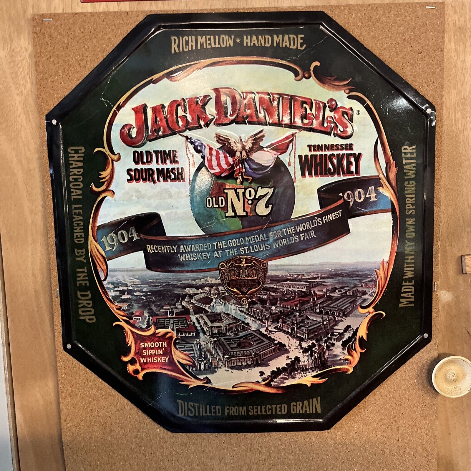 Jack Daniels 1904 St. Louis World’s Fair Gold Medal Finest Advertising Tin Sign