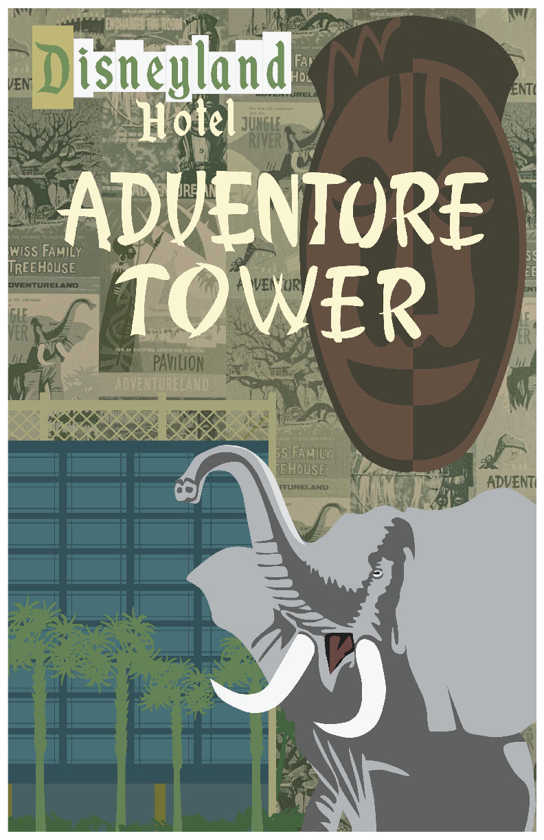 Disneyland Hotel Adventure tower Elephant Poster Print