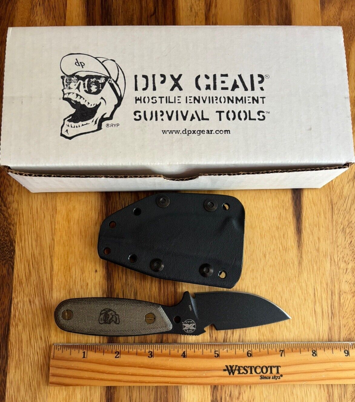 DPX Gear HEST Knife Original RAT Cutlery 1095 Kydex Sheath Used