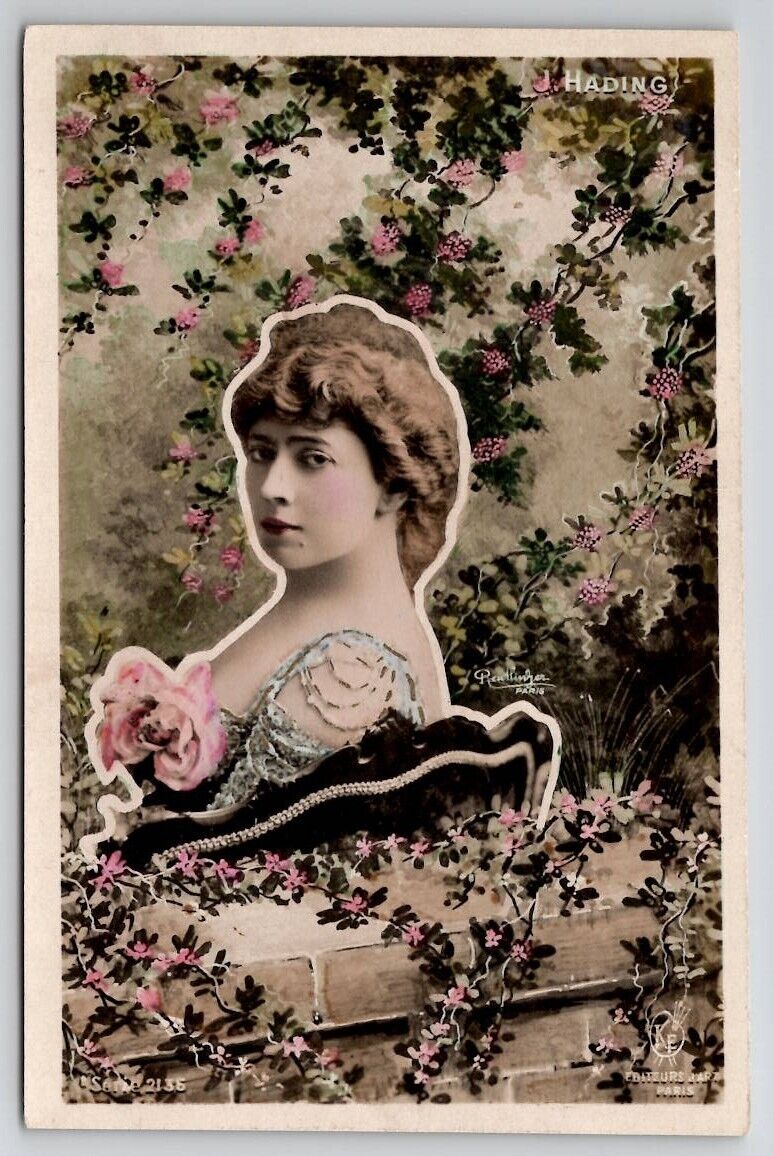 RPPC Theatre Actress Hading Reutlinger Paris Montage Art Nouveau Postcard B37