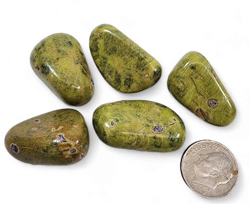 Atlantisite Stichtite in Serpentine Polished Stones 35.9 grams. 5 Piece Lot