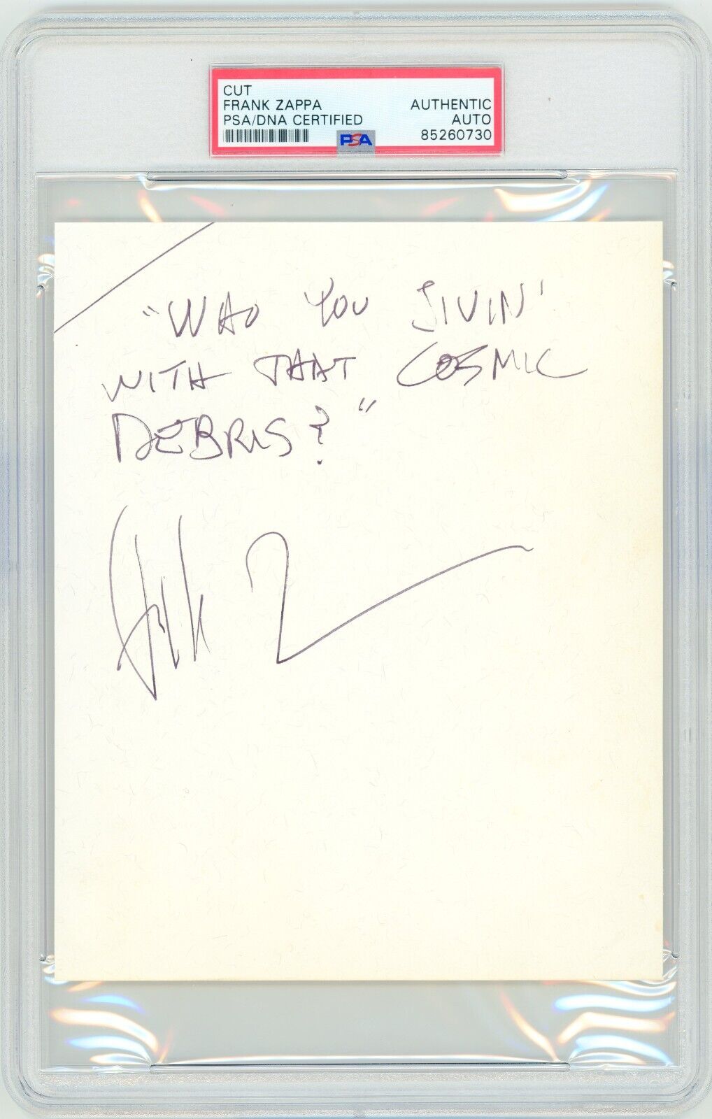 Frank Zappa ~ Signed Autographed Cosmik Debris Lyrics Quote ~ PSA DNA Encased