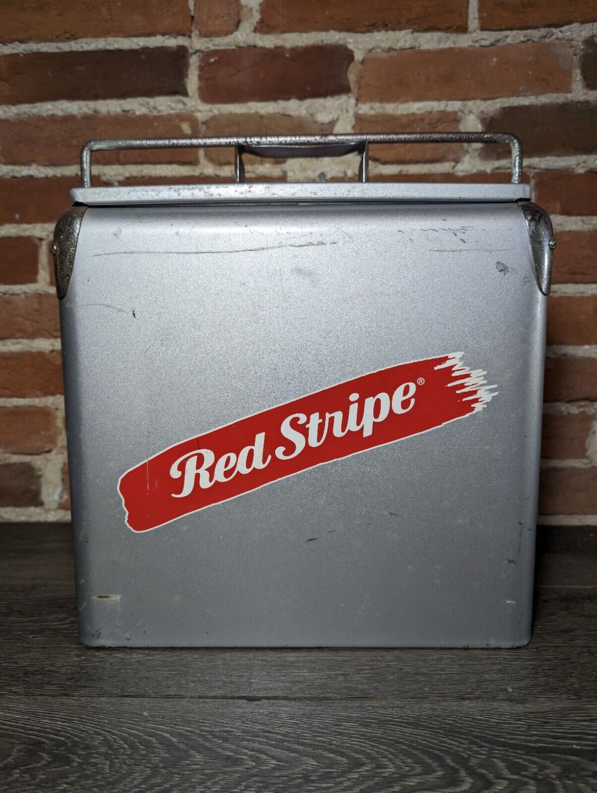 RARE VINTAGE RED STRIPE BEER SOLID METAL COOLER