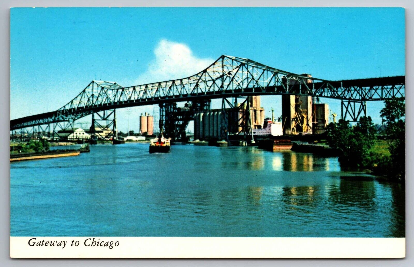 Postcard Gateway to Chicago Skyway Crossing Calumet River   A 3