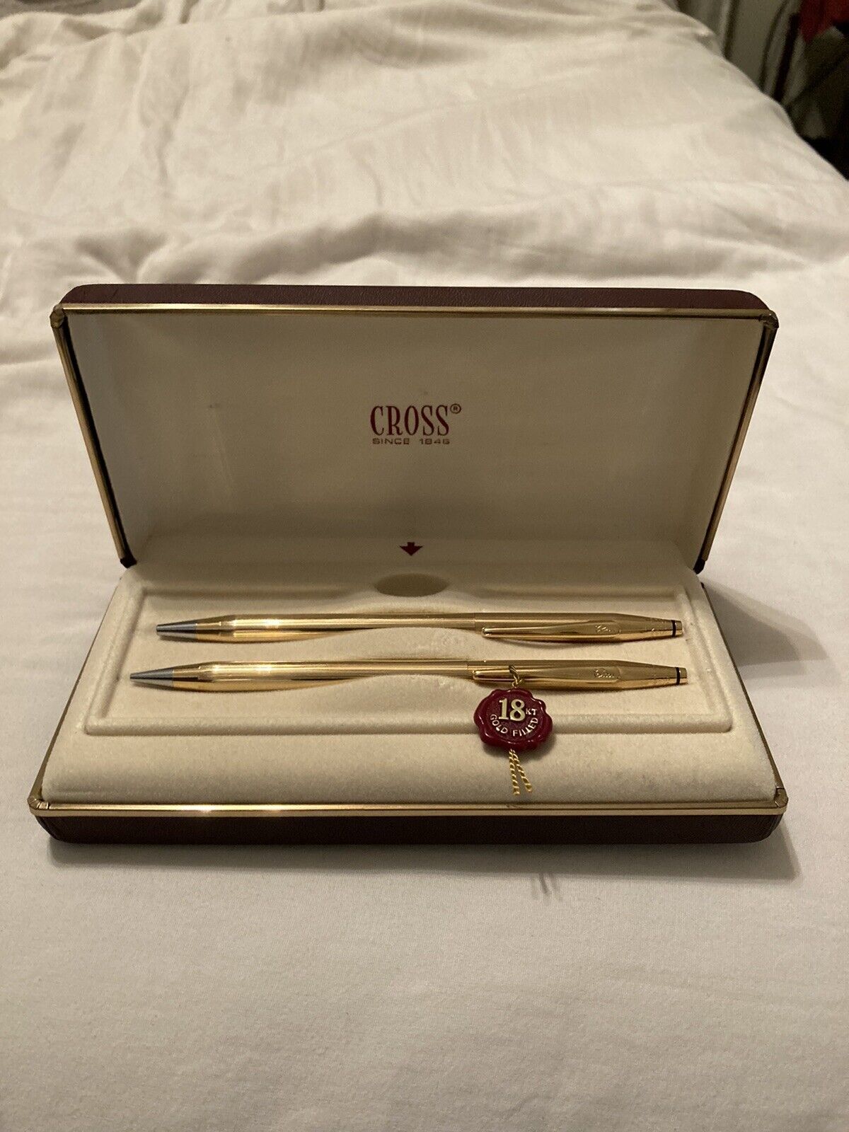 Cross Century 18k Gold Filled Ballpoint Pen & Pencil Set New In Box Made In Usa.