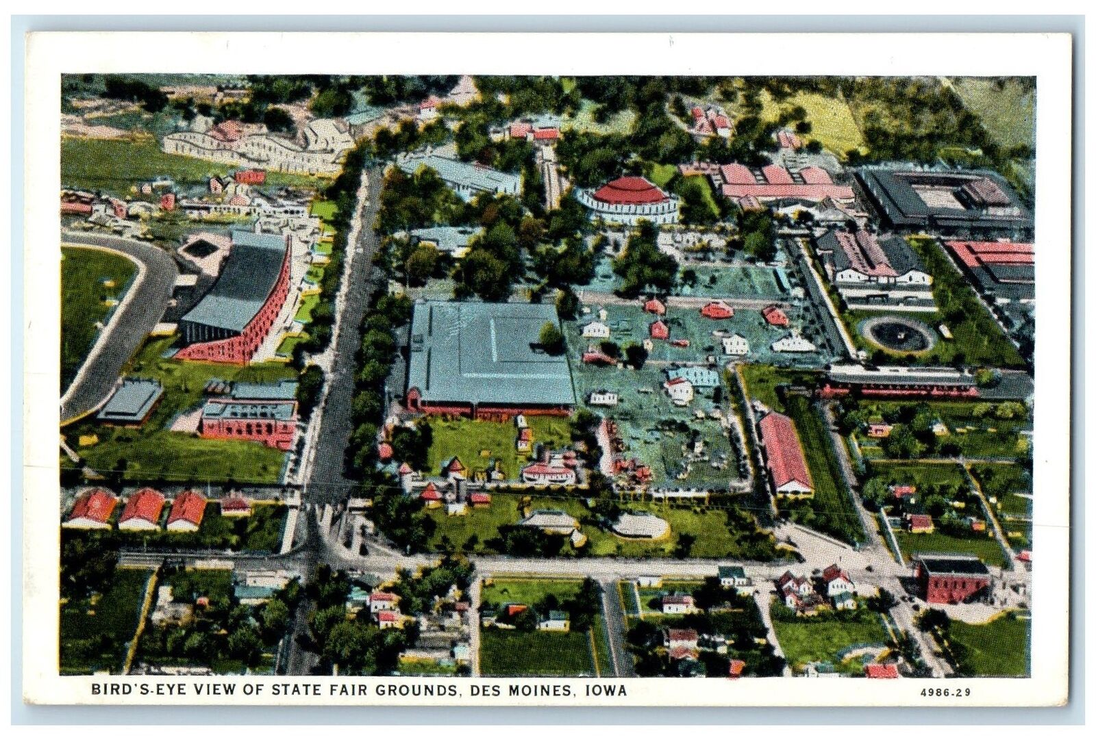 c1940s Bird's Eye View Of State Fair Grounds Des Moines Iowa IA Houses Postcard