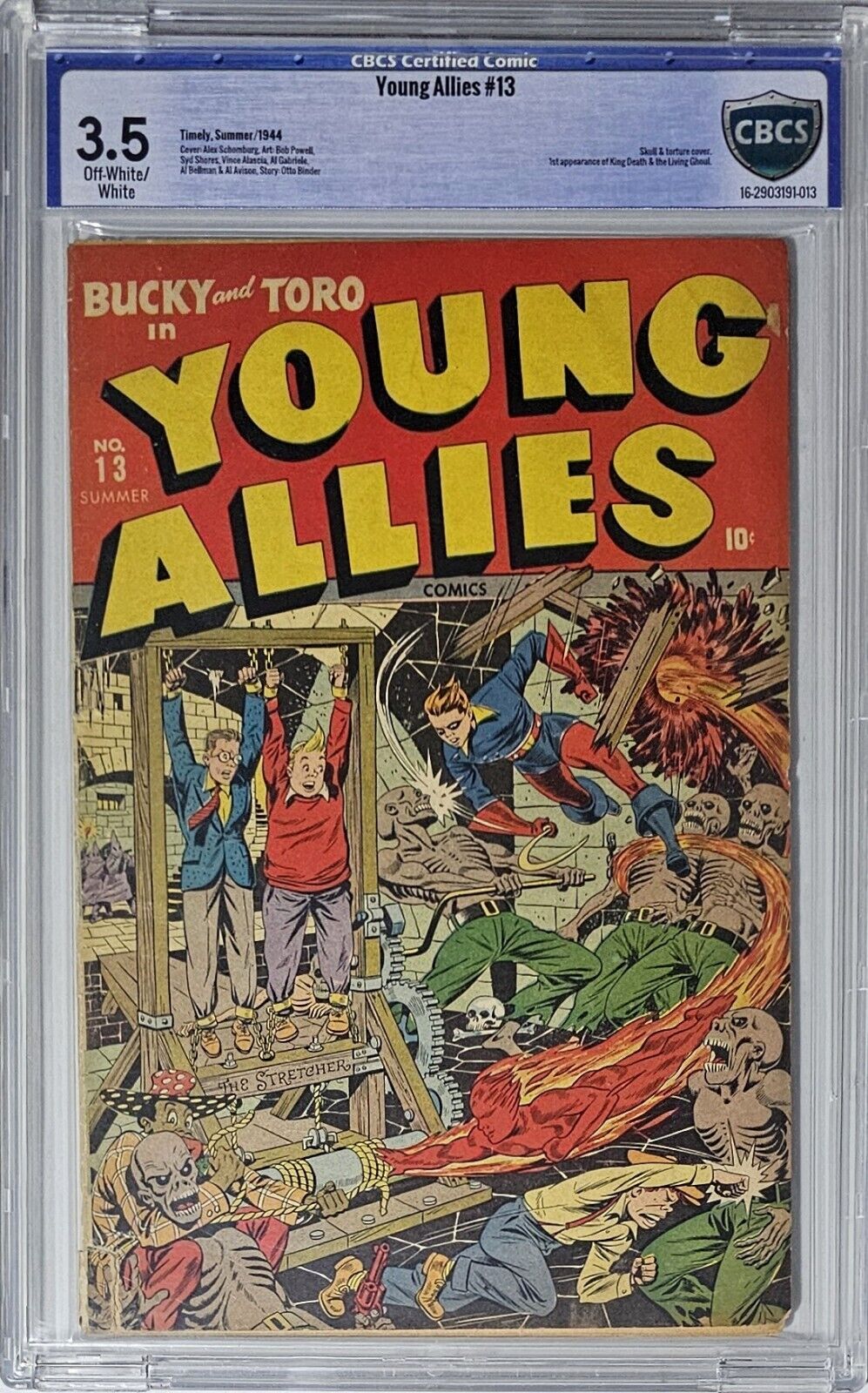 Young Allies #13 CBCS 3.5 Timely Comics 1944 Golden Age Skull & Torture Cover