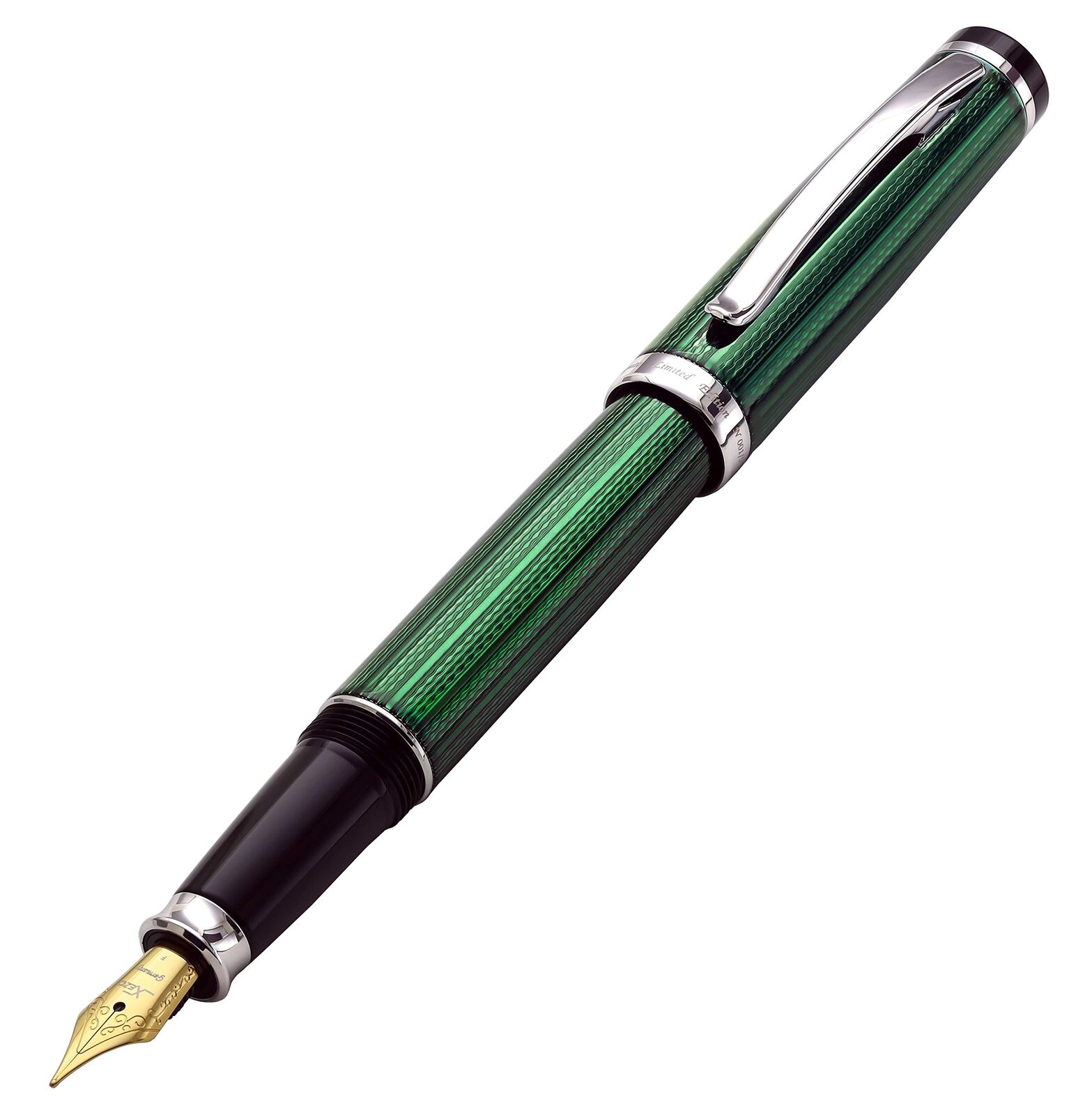 Xezo Incognito Fountain Pen, Fine Nib. Forest Green Layered Lacquer with Pure...