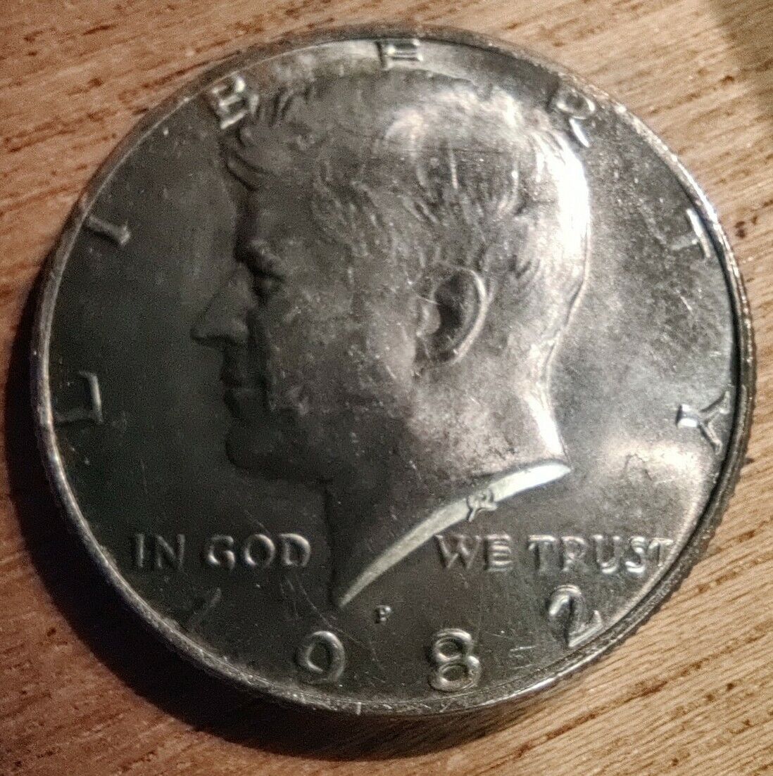 1982 p Kennedy half dollar error coin double die obverse