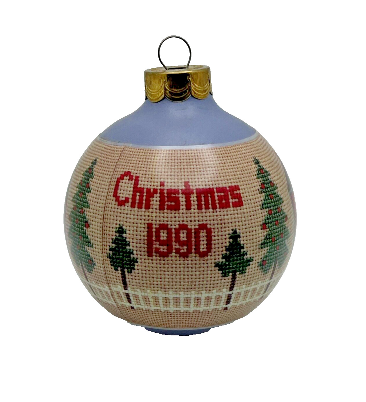 Hallmark Keepsake Christmas 1990 From Our Home To Yours Sampler Ball Ornament