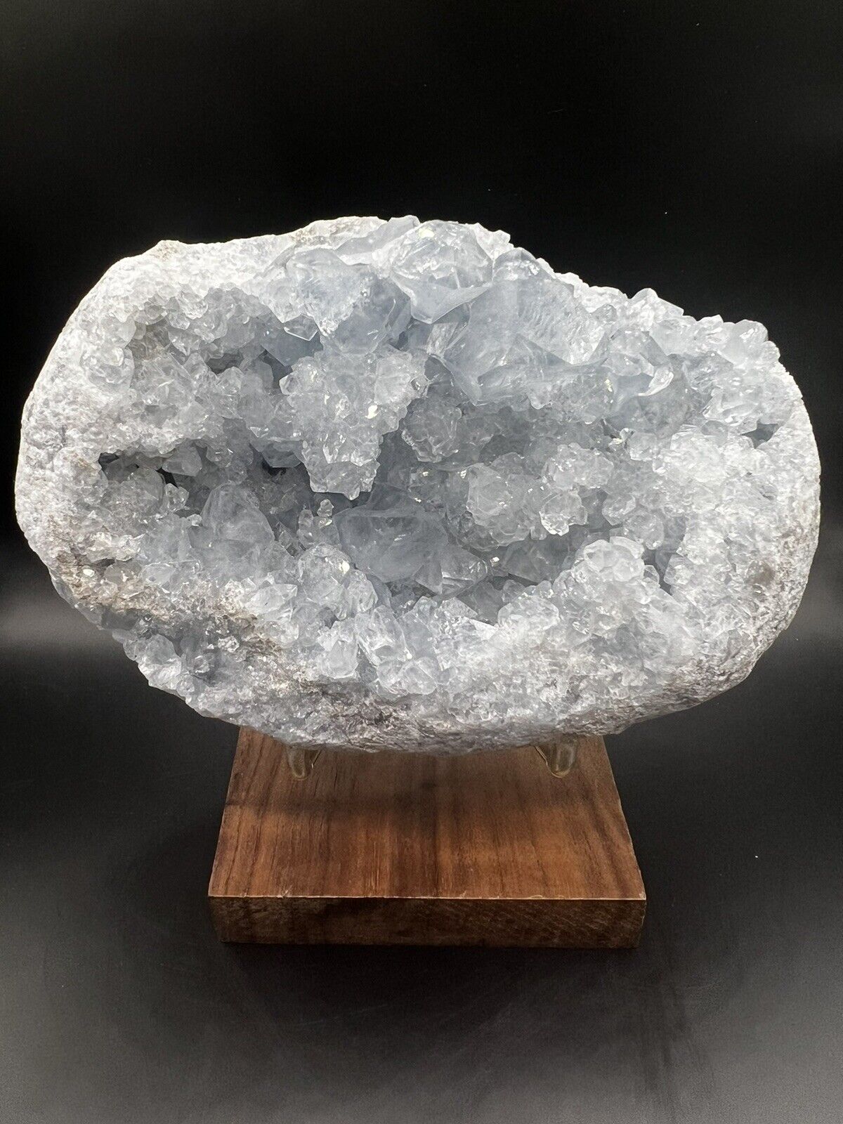 2.5 Lb. Natural Blue Celestite Crystal Geode With Stand