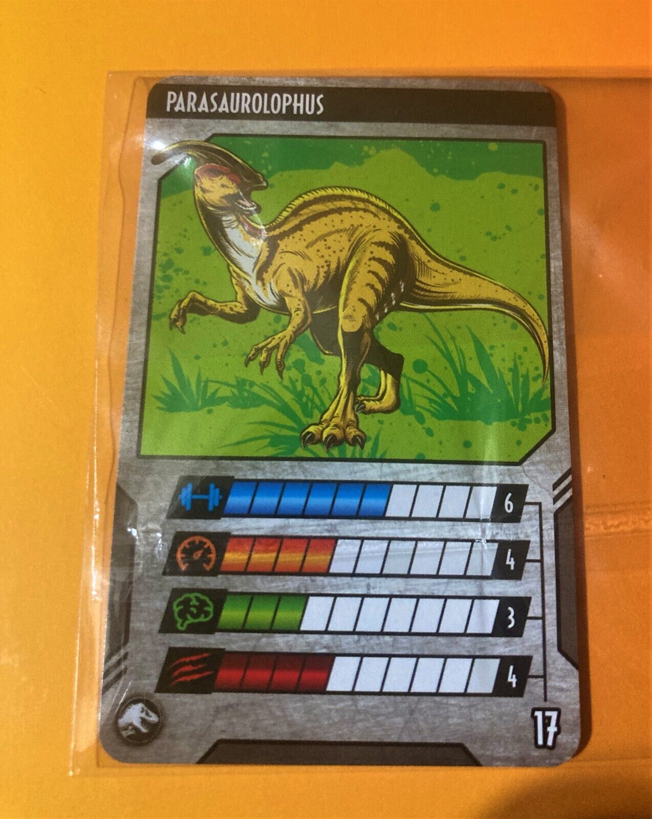 2017 Mattel Jurassic World Dino Rivals Parasaurolophus Trading Card #17