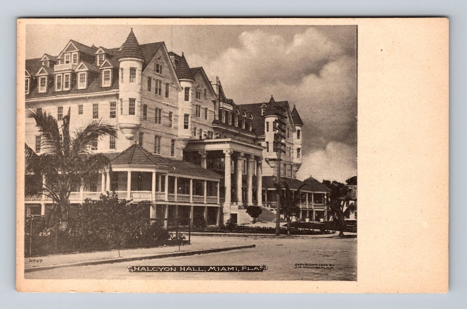 Miami FL-Florida, Scenic Panoramic View Halcyon Hall, Vintage Postcard