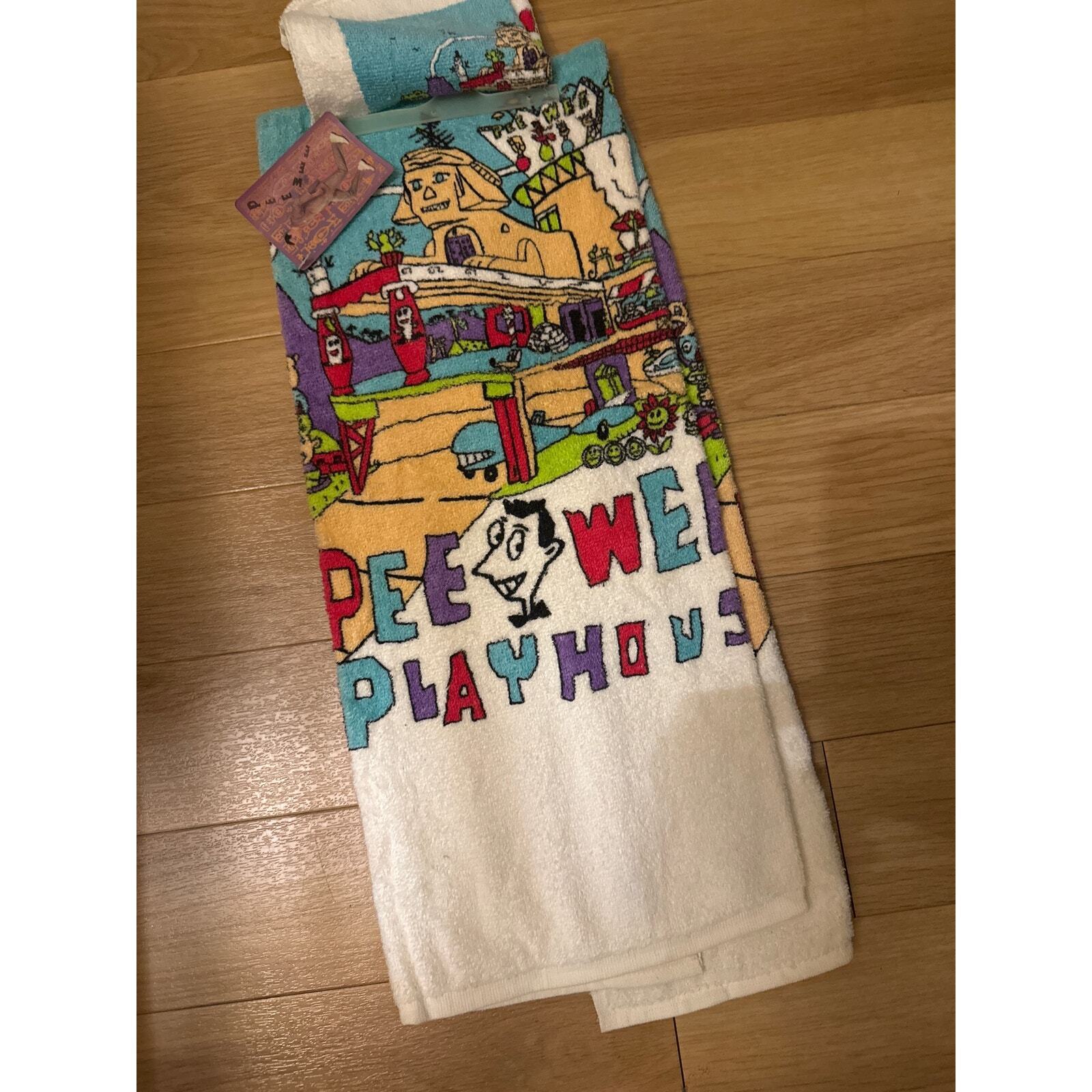 Vintage 1989 two-piece Pee-wee Herman Playhouse towel set with tags