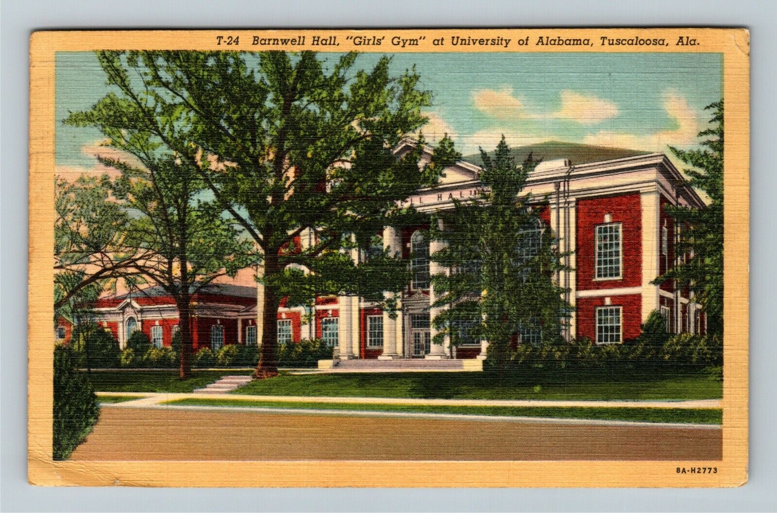 Tuscaloosa AL-Alabama, University Of AL Barnwell Hall c1942 Vintage Postcard