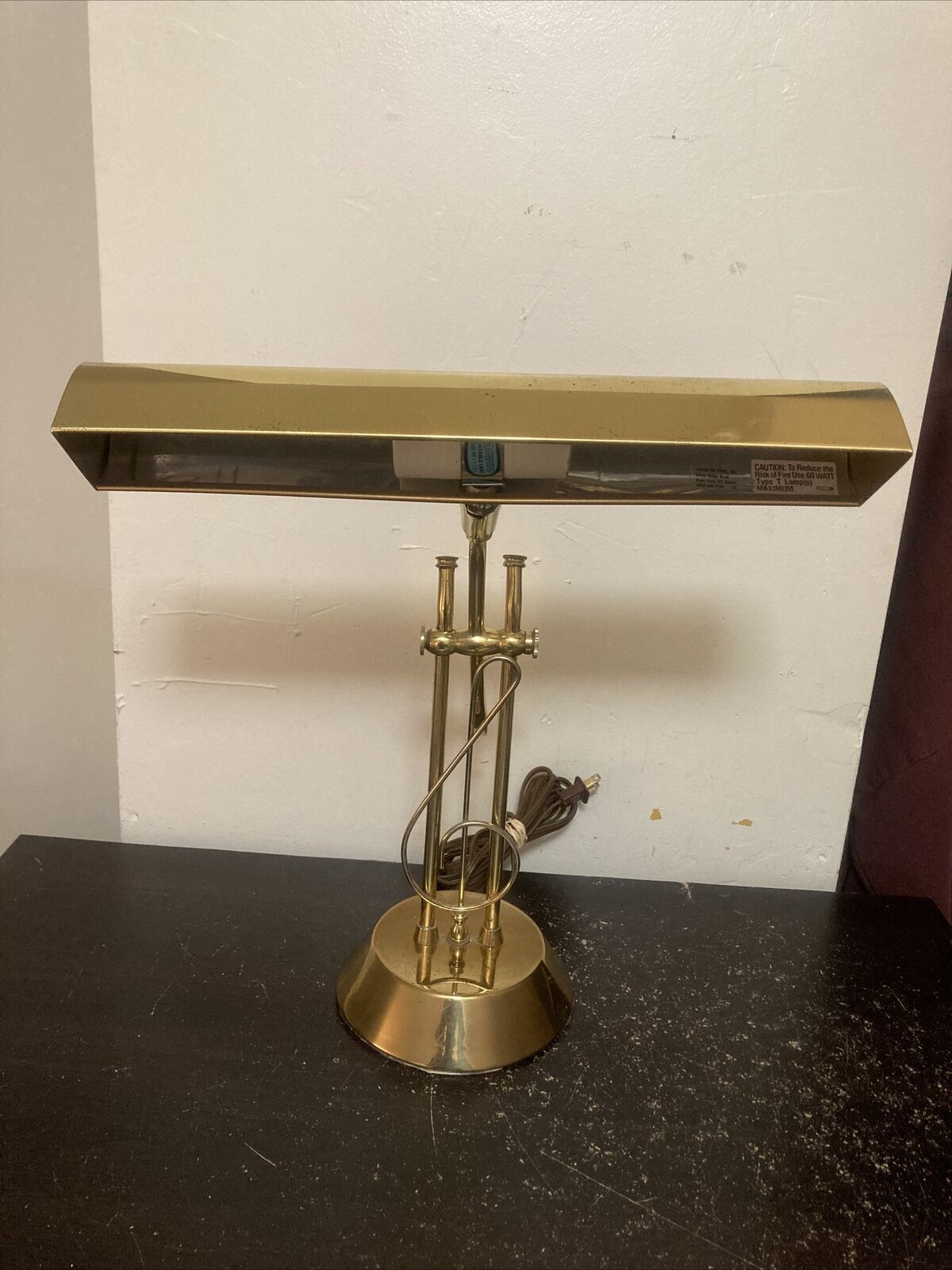 Vintage House of Troy 14” Brass Table Lamp With Treble Note