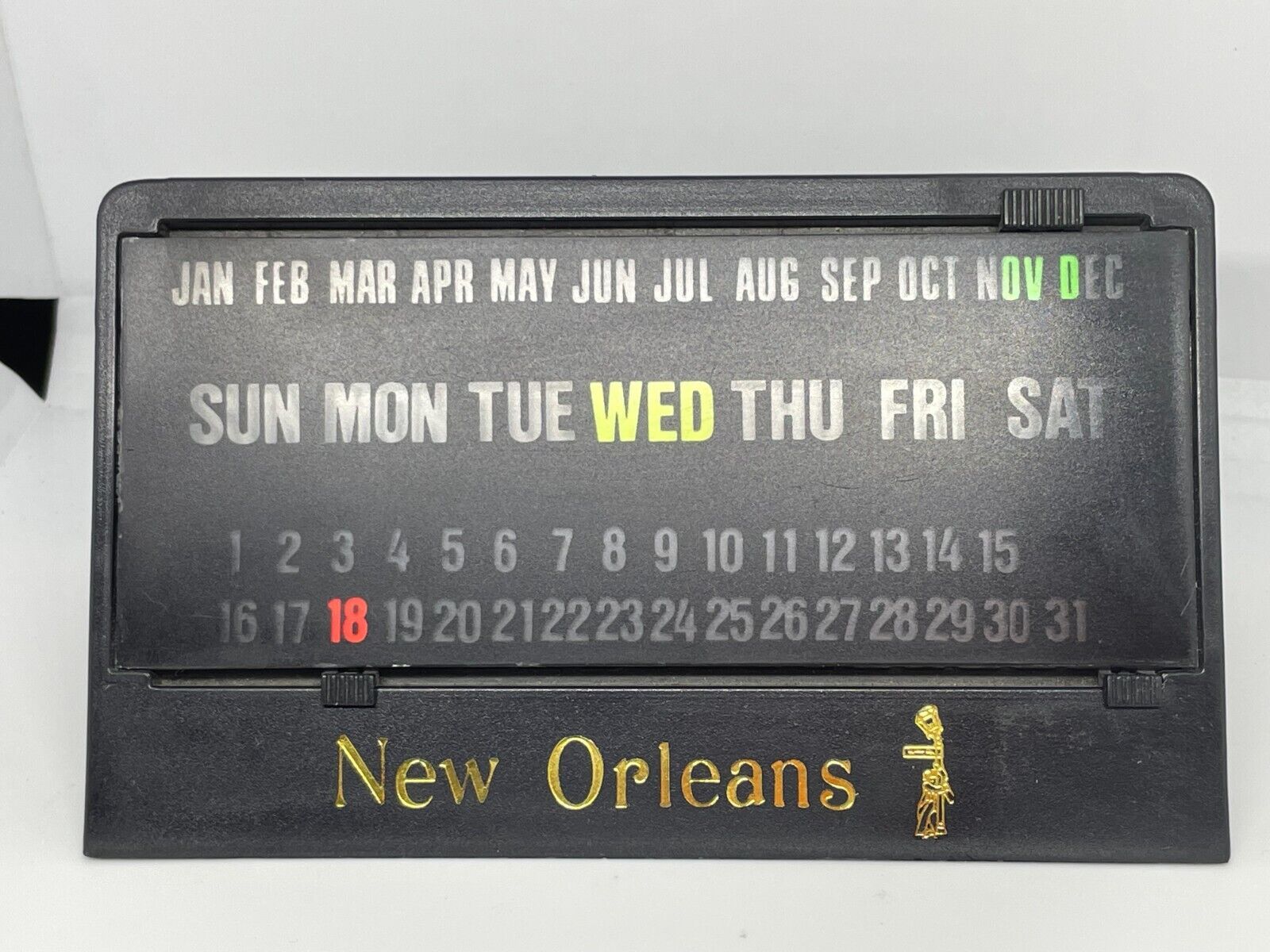 Vintage 90s USA Made Plastic Perpetual Calendar New Orleans Louisiana Souvenir