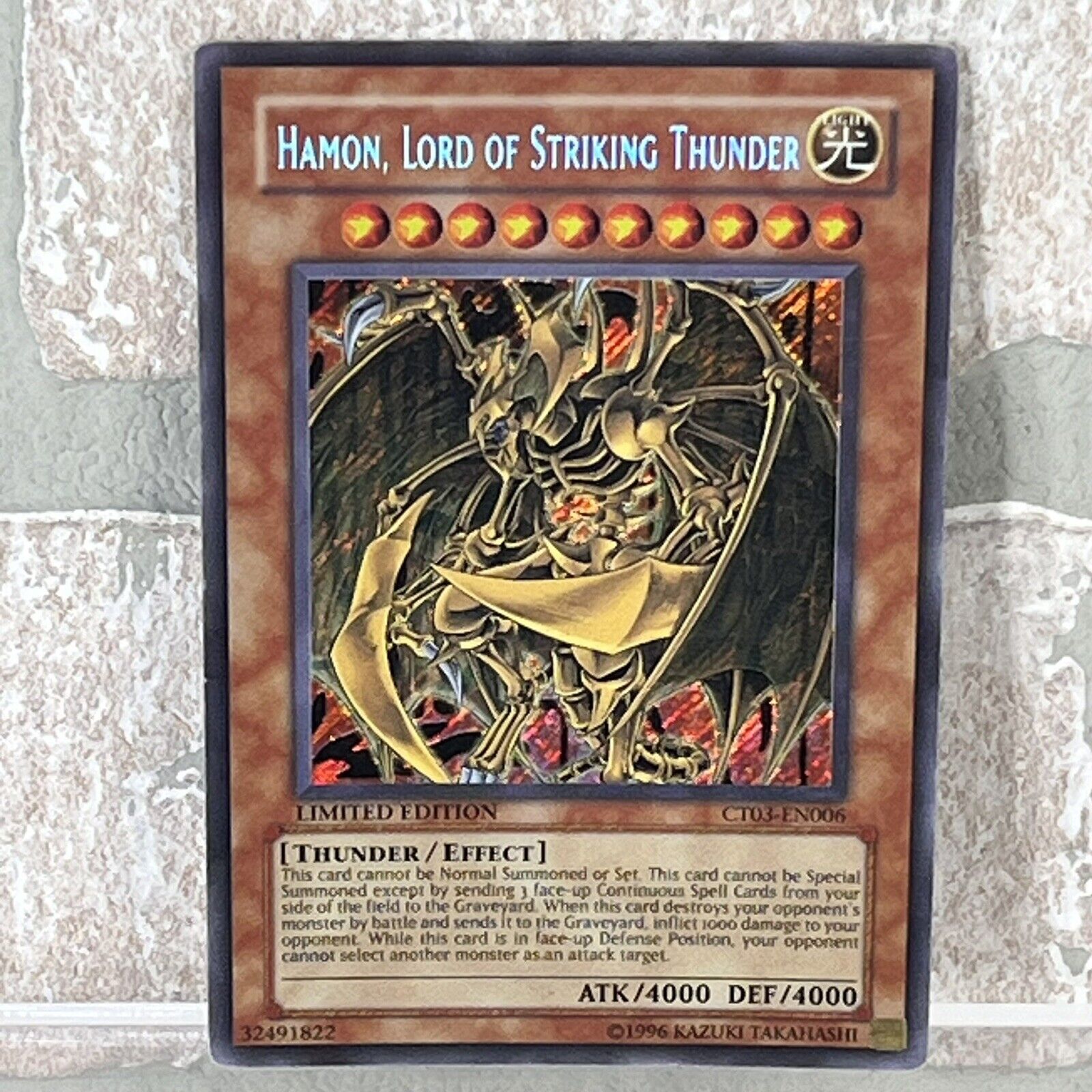 Yu-Gi-Oh TCG Card Hamon, Lord of Striking Thunder CT03-EN006 MP Limited Edition