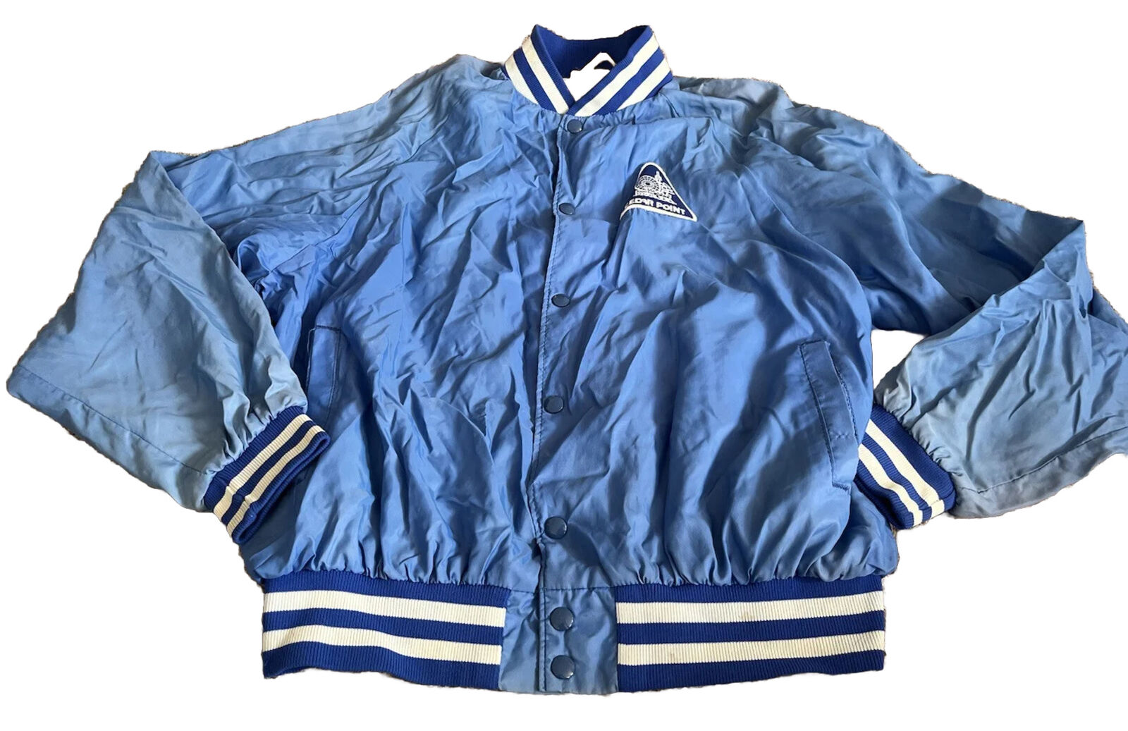 Vintage 1970's/1980's Cedar Point Light Nylon Jacket Blue Sandusky Ohio L/XL