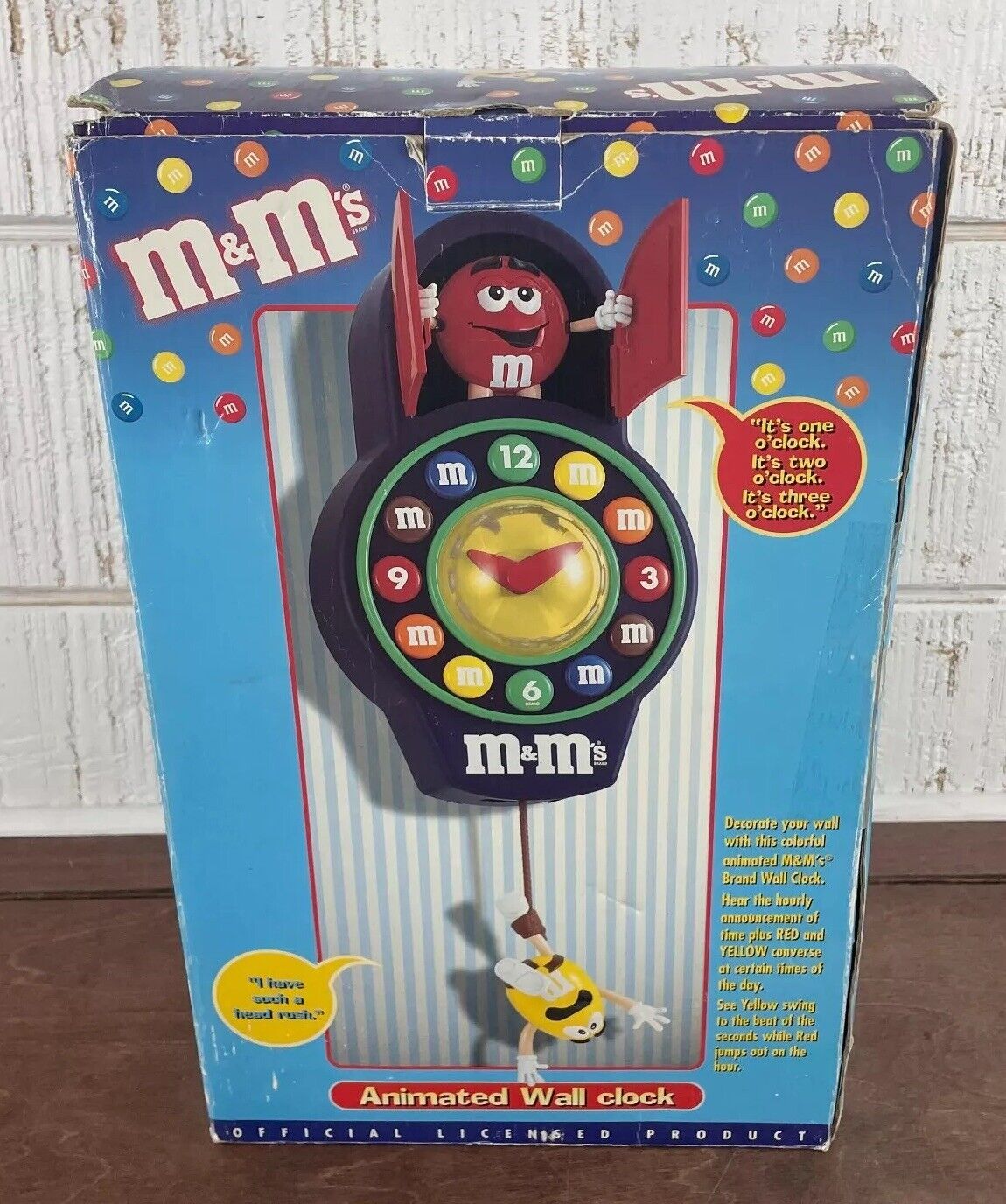 M&M’s Animated Pendulum Cookoo Wall Clock w/ Yellow & Red M&M Characters