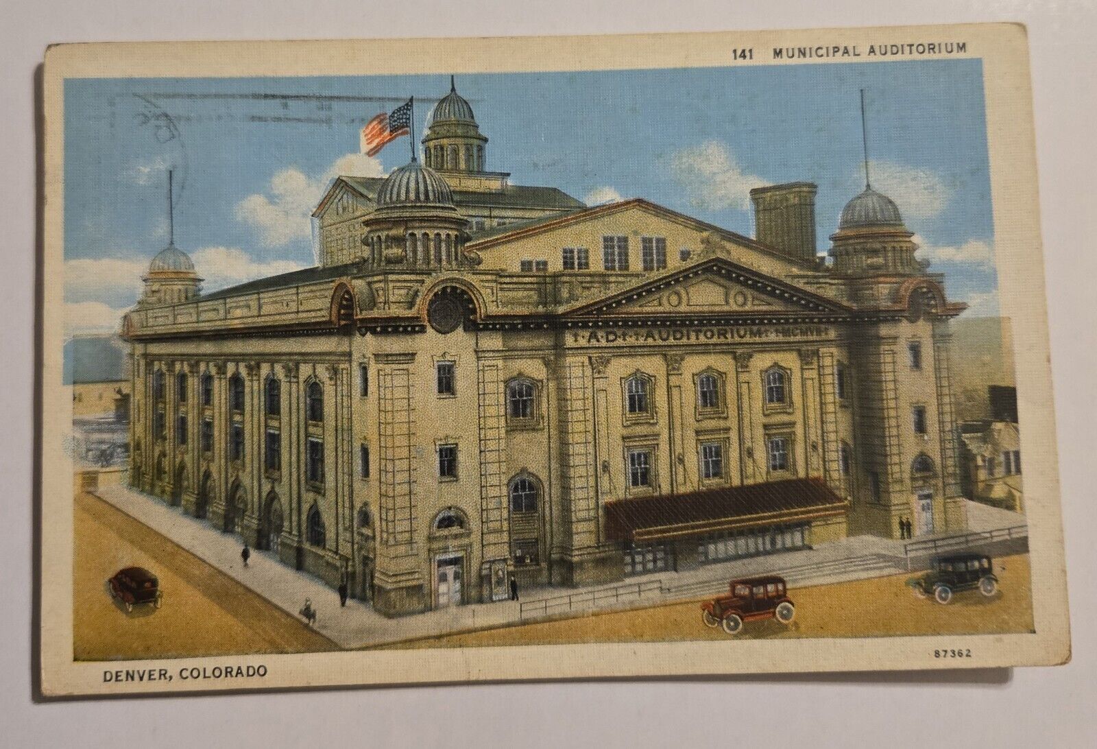 Used 1936 Municipal Auditorium Denver Colorado CO Postcard F-5 